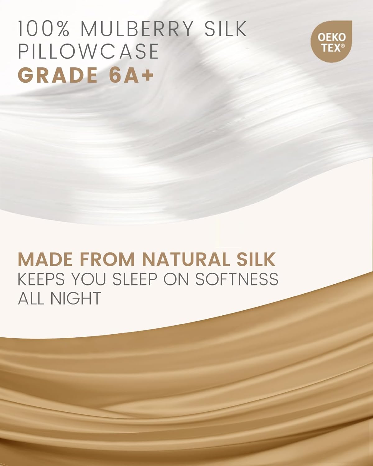 THXSILK Mulberry Silk Pillowcase for Hair and Skin, 100% Mulberry Silk Body Pillowcase with Zipper, Soft Breathable Silk Pillow Case, Body Size Pillow Case 20"x54" (Metallic Gold)