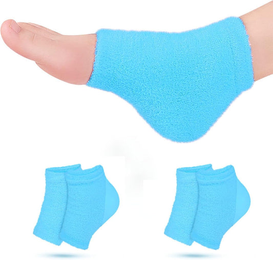 Castor Oil Pack Wrap for Foot, Castor Oil Moisturizing Heel Socks, for Plantar Fasciitis, Cracked Heels - Suitable for Overnight Moisturizing of Feet (Without Essential Oils) (Blue - 2 Pairs)