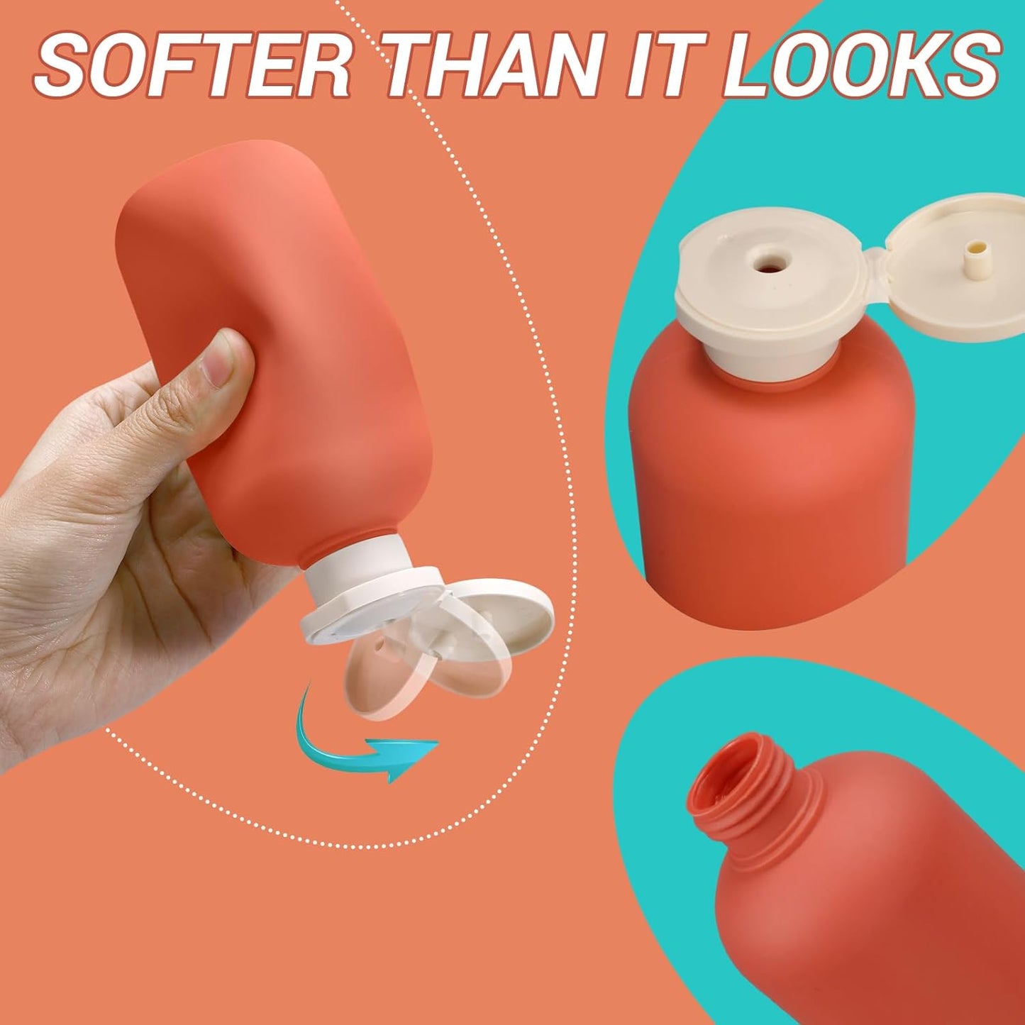 ASEVAT 6.7oz Airtight Plastic Travel Shampoo Bottles, Travel Shampoo and Conditioner Bottles Refillable, Empty Squeeze Bottle, Hand Soap Dispenser for Vacation, Gym, Lotion(OrangeGreenBlue)