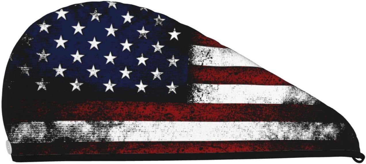 American Flag Hair Towel Wrap, Absorbent Hair Drying Towel, Microfiber Hair Drying Cap Turban for Drying Curly Long Thick Hair