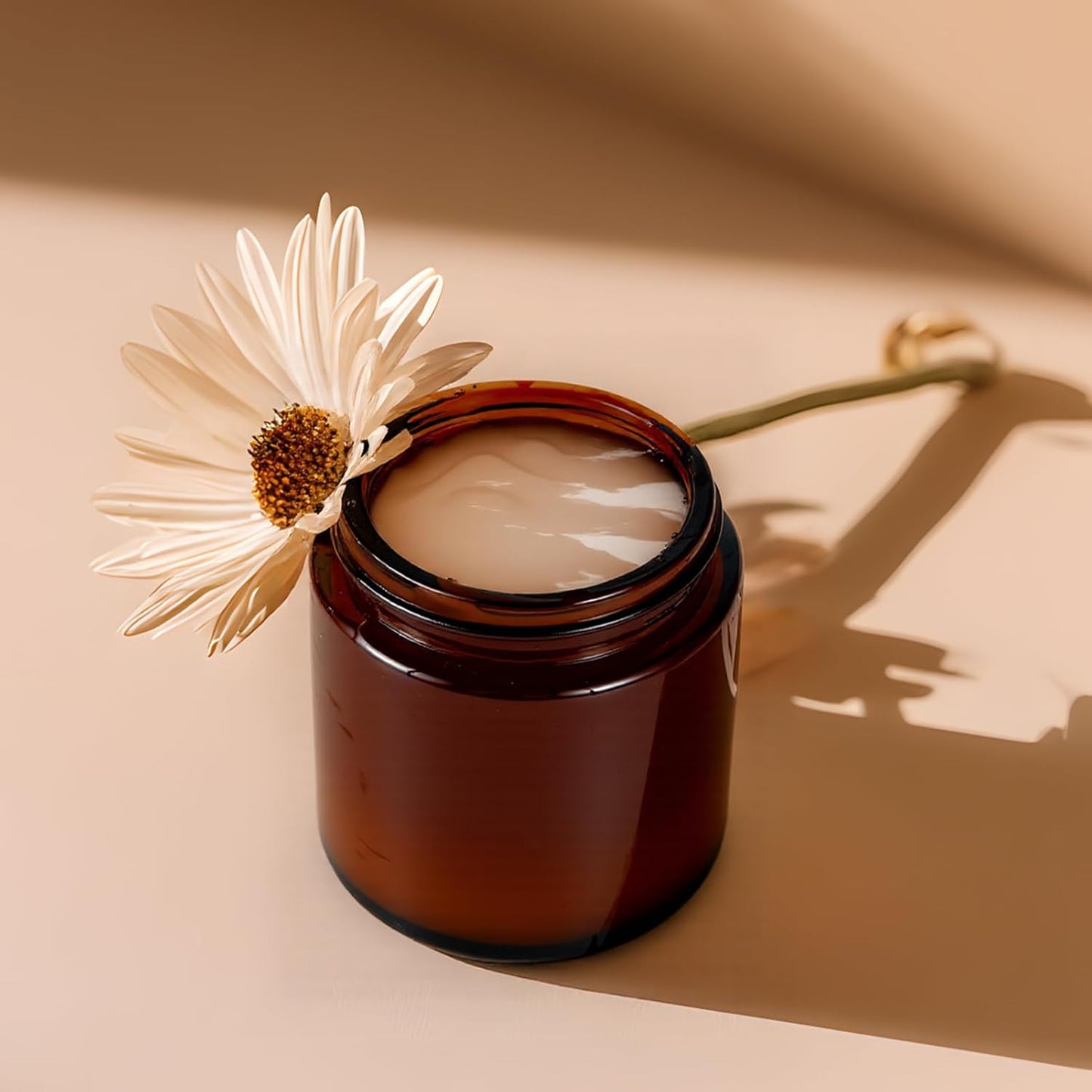 4 oz Glass Jars with Lids, Hoa Kinh 2 Pack Amber Small Glass Jars with Black Lids Empty Cosmetic Containers Airtight Round Glass Jar for Lotions, Powders and Ointments