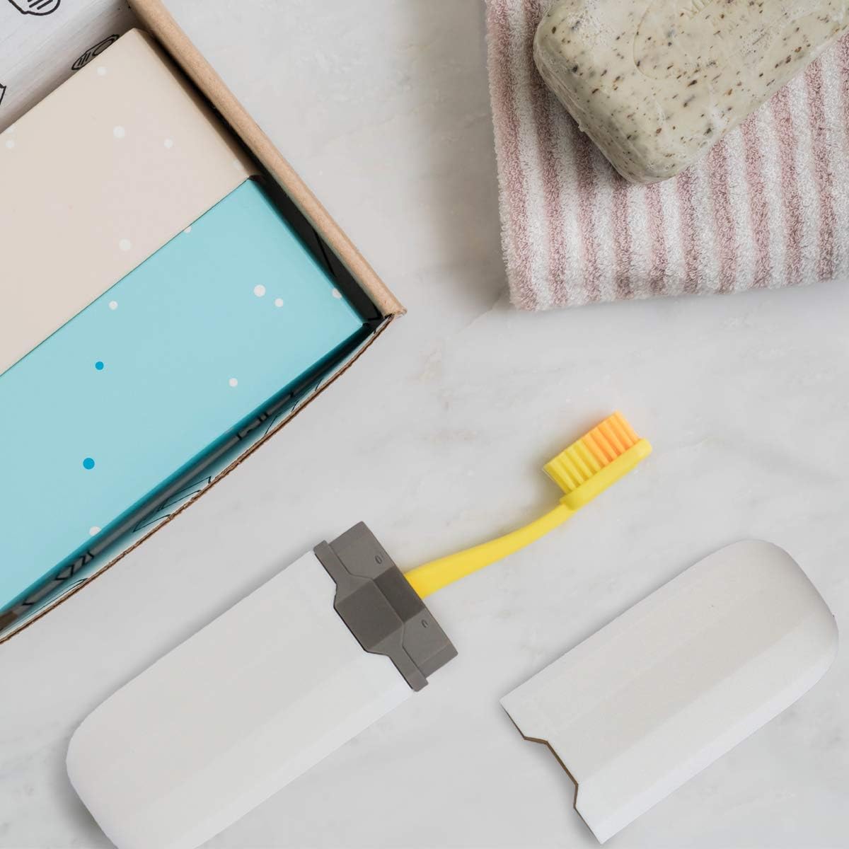 Yeeco Toothbrush Case 2 Pack, Plastic Travel Toothbrush Holder, White, 7.9'2.1'1.2' Portable