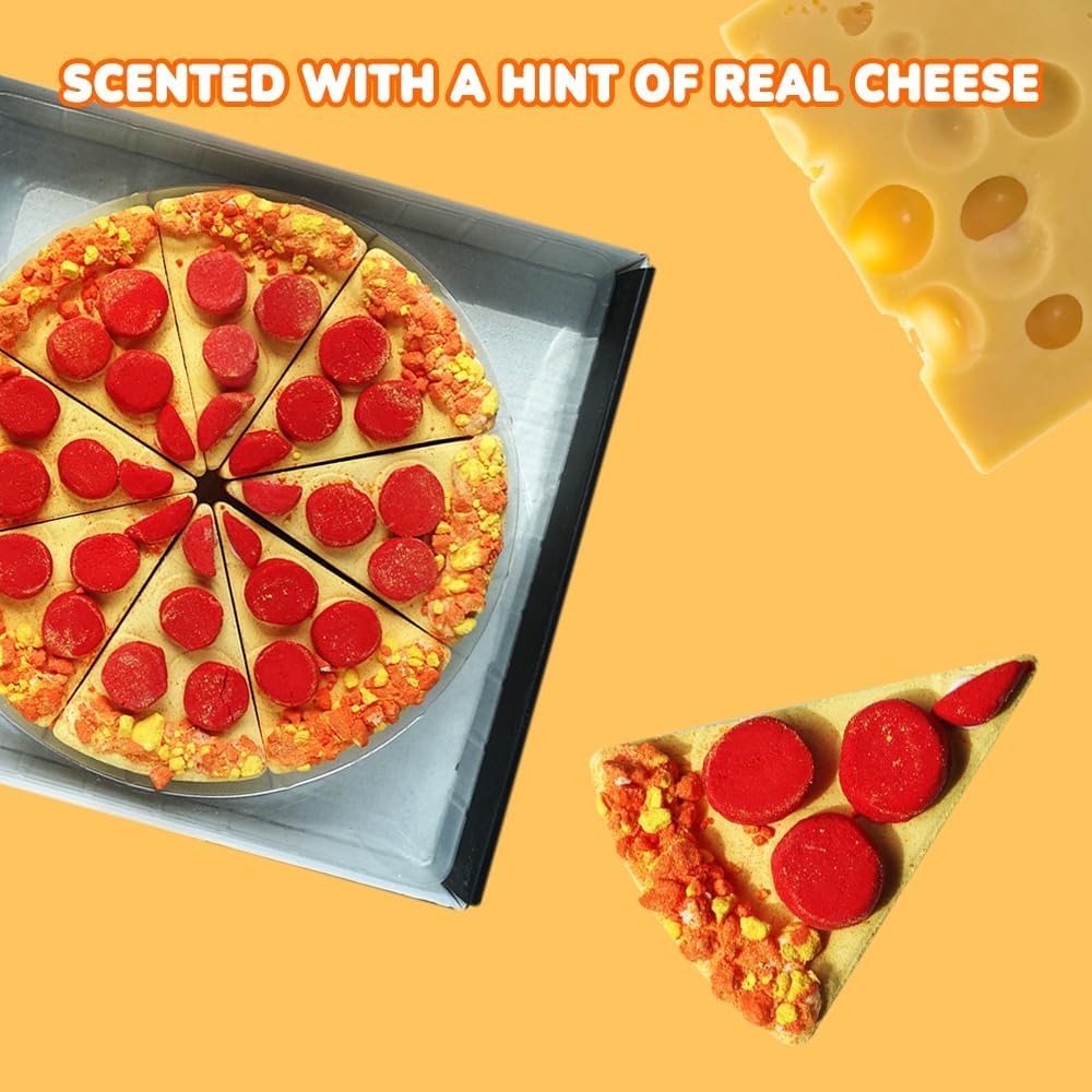 Pizza Bath Bombs Set of 8 Slices – Large Fizzies for Relaxing Bubble Bath, Handmade Spa Gift for Women, Men & Kids – Fun Pizza-Shaped Aromatherapy Bath Bomb Gift Set