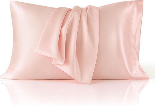 Bedsure King Size Satin Pillowcase Set of 2 - Coral Silky Pillow Cases for Hair and Skin with Envelope Closure, Similar to Silk Pillow Cases, Gifts for Women Men, 20x36 Inches, 2pcs