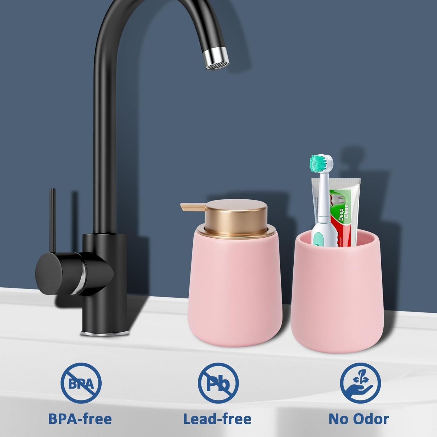 Soap Dispenser Ceramic with Easy-to-Press Pump Hand Lotion Liquid Dispenser for Shampoo Bathroom Kitchen 12 oz