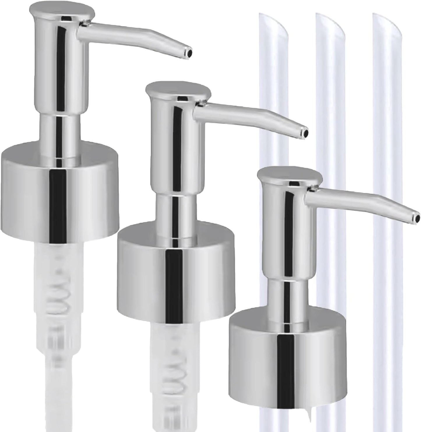 Pump Head Replacement for Soap Dispenser, 3 Pack, 28/400 Threads Standard Size, for Bathroom and Kitchen (Clear Silver)