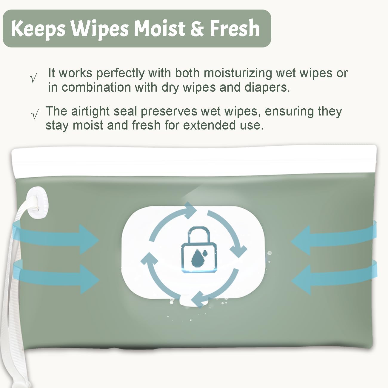 Baby wipes dispenser，portable baby wipes holder for outdoor, Refillable baby wipes container, on the go wet wipe pouch for travel, resuable wipes dispenser for hiking (green)