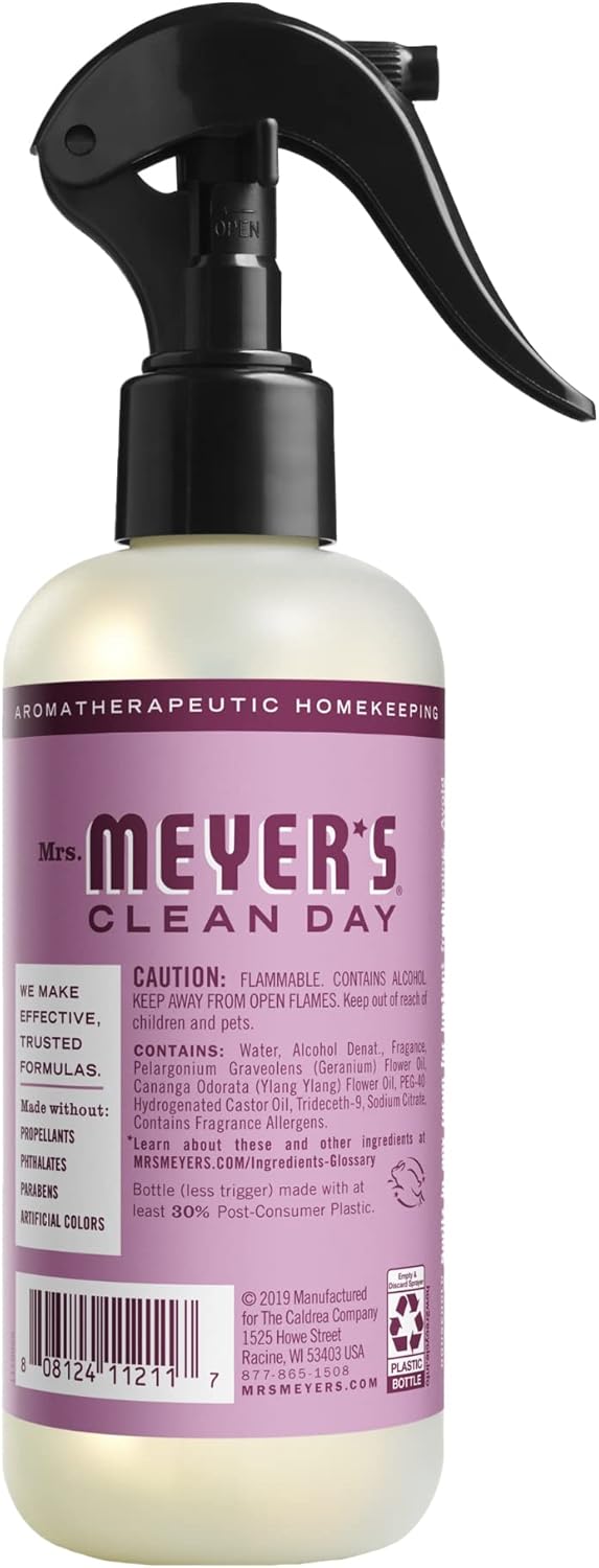 MRS. MEYER'S CLEAN DAY Room and Air Freshener Spray, Non-Aerosol Spray Bottle Infused with Essential Oils, Peony, 8 fl. oz - Pack of 3