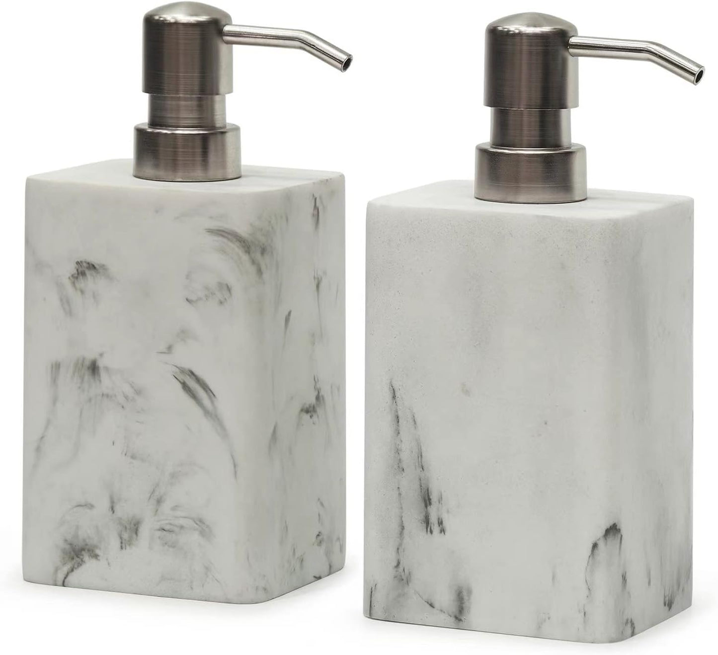 Soap Dispenser 2 Pack, 15 Oz Soap Dispenser with Brushed Nickel Pump.Refillable Hand Soap Dispenser for Bathroom Countertop & Kitchen Home Decor-White