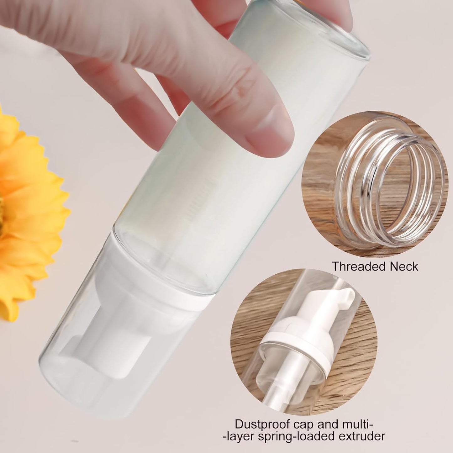 2oz Plastic Foam Pump Bottle, Empty Bottle Travel Foaming Dispenser for Hand Soap, Shampoo (8Pcs, 60ml)