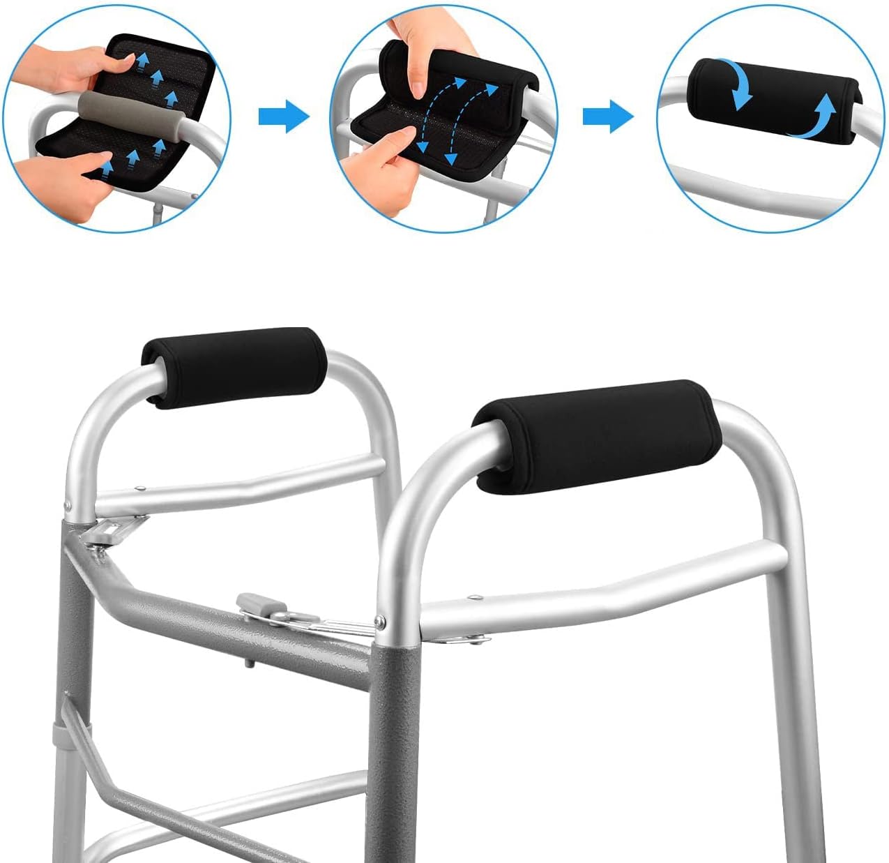 ZYAMY Walker Hand Grips Cover, 8.6x5.9 inches Walker Cushion Hand Grips For Rolling Wheelchair, Elderly Grippers, Rollator Handle