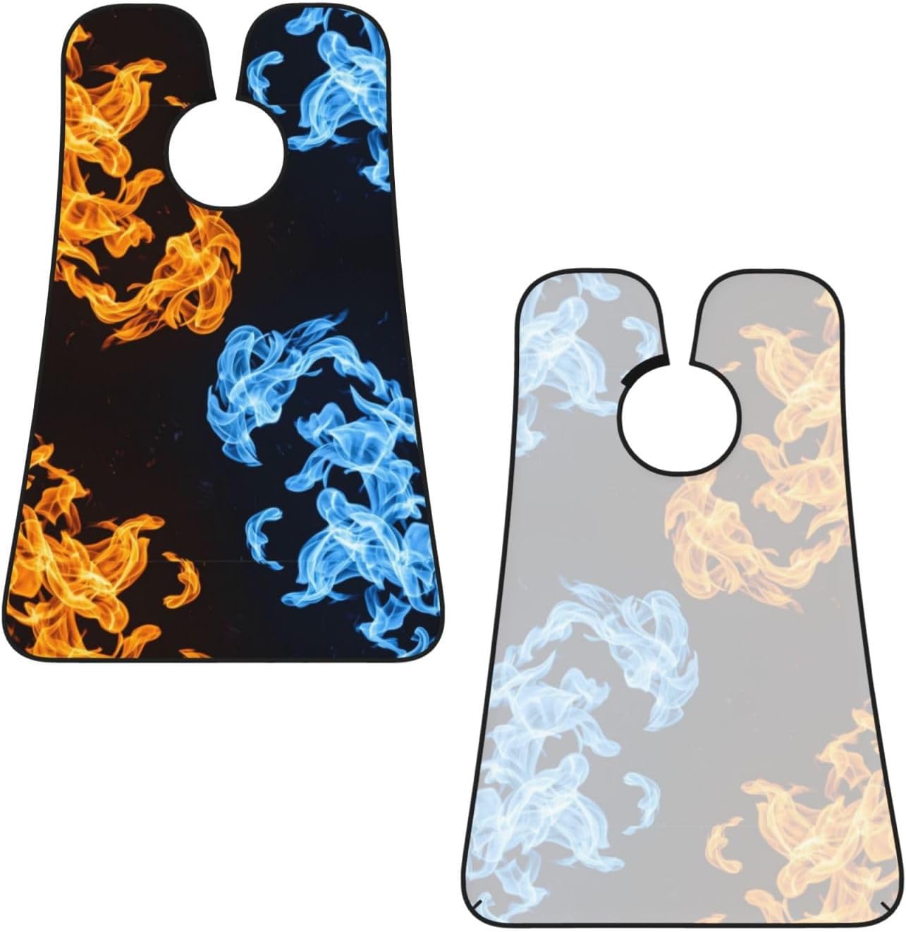 Waterproof Beard Grooming Bib, Red Blue Fire Balck Shave Bib, Non-Stick Hair Catcher for Shaving Trimming, Apron Essential for Men Dad