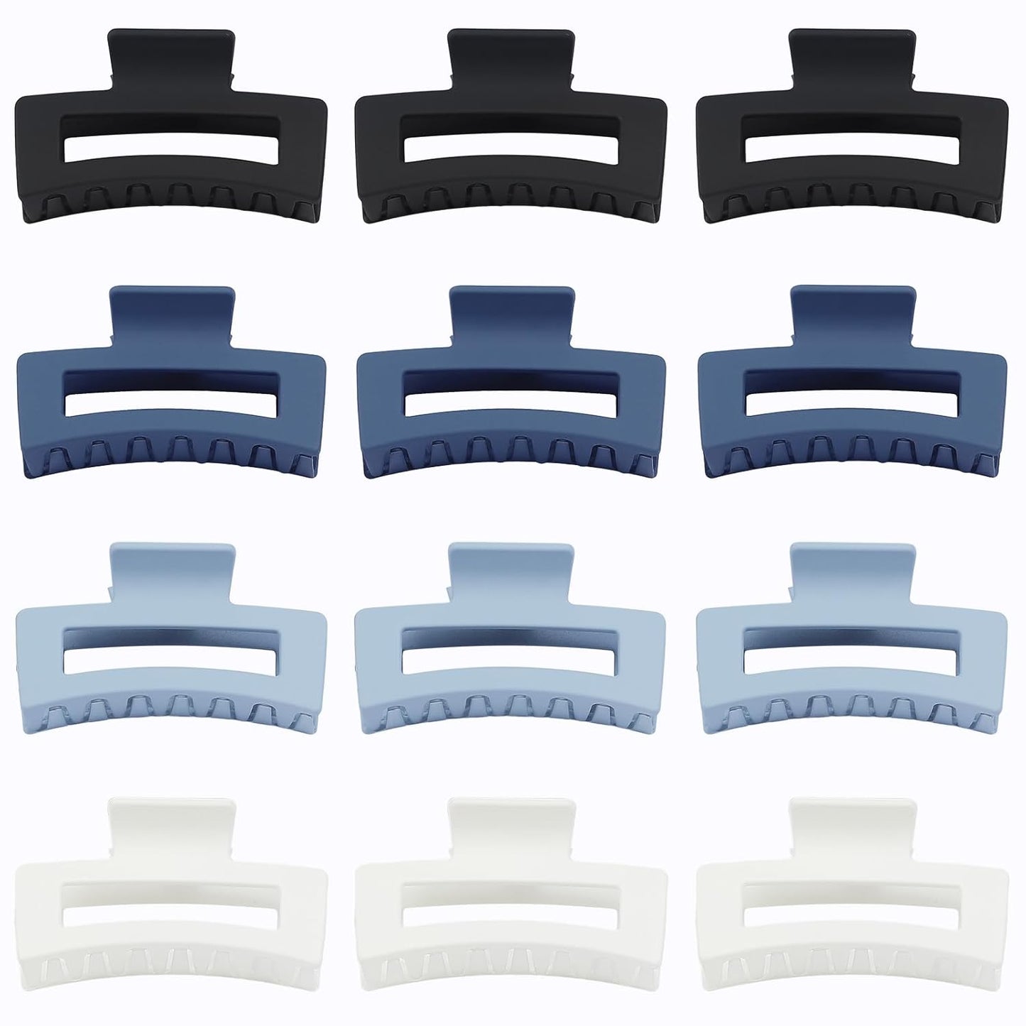 12 Pcs Medium Hair Clips, 3.5 Inch Square Claw Clips for Thick and Thin Hair - Blue