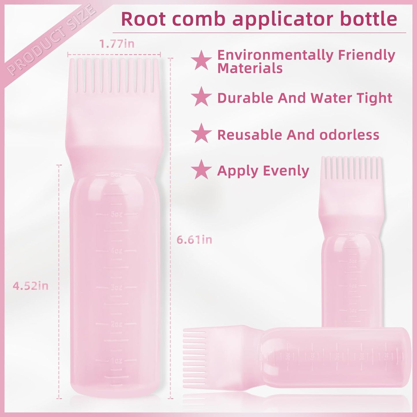 BLAAROOM Root Comb Applicator Bottle, 4 Pack Hair Oil Applicator with Root Comb Brush for Scalp Oil Hair Oiling