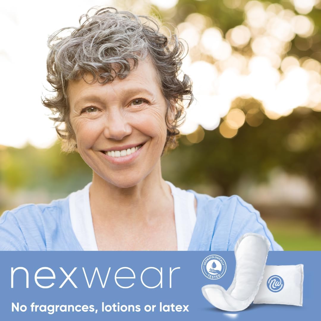 Nexwear Incontinence Pads for Women, Skin-Safe Design, Maximum Absorbency Bladder Control Pads for Leaks, Disposable, Discreet, Individually Wrapped, 12 in, 30 Count, 1 Pack