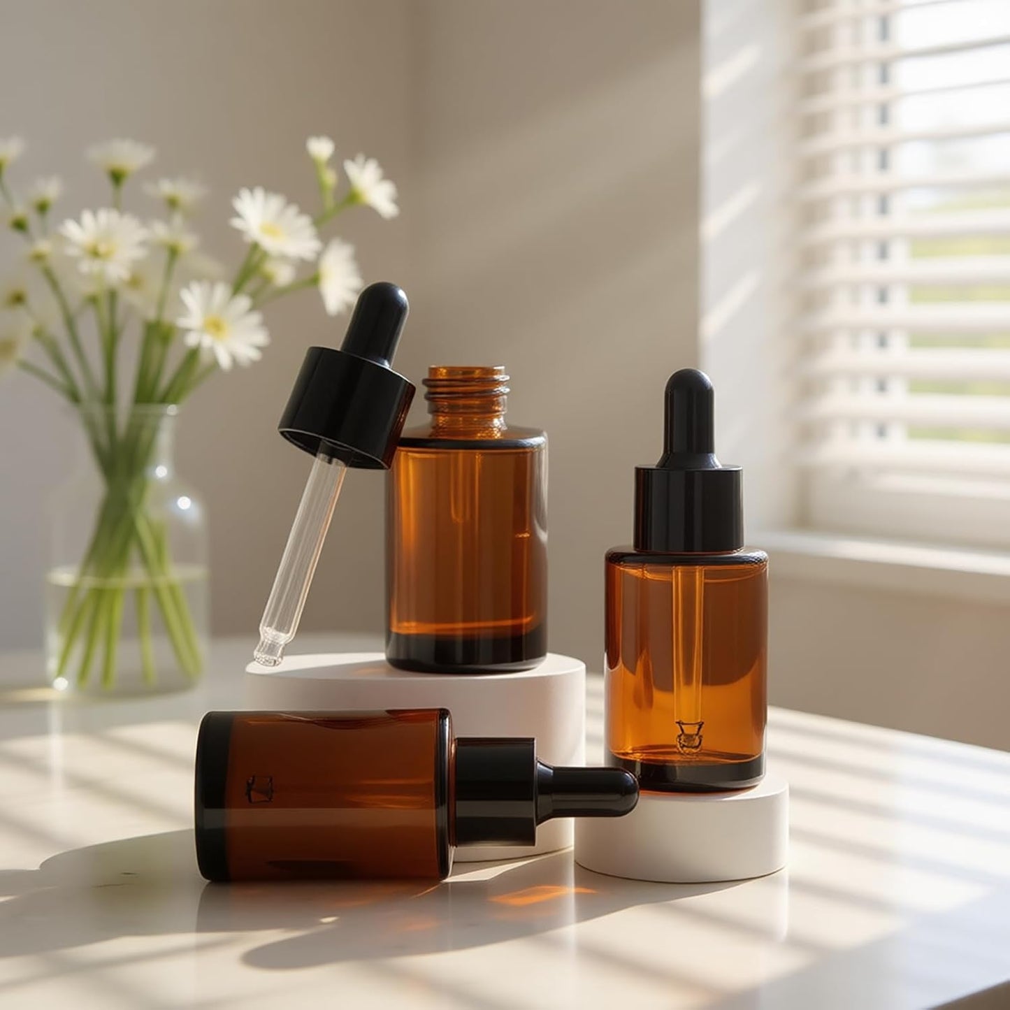 12 Pack 1 oz Amber Glass Dropper Bottle Essential Oils Bottle with Glass Eye Droppers,for Serum Essence Oil,Perfumes,Liquids (Amber, 1oz)