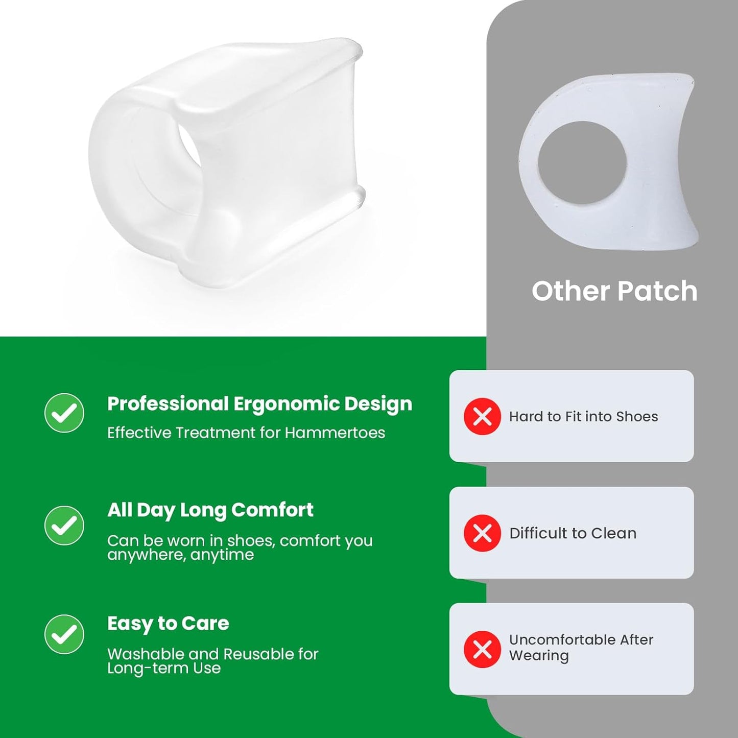 Bukihome Hammertoe Corrector - 6 Pack Toe Straightener to Curled Toes, Broken toe, Bunion Corrector for Women and Men, Medium Size (Clear)