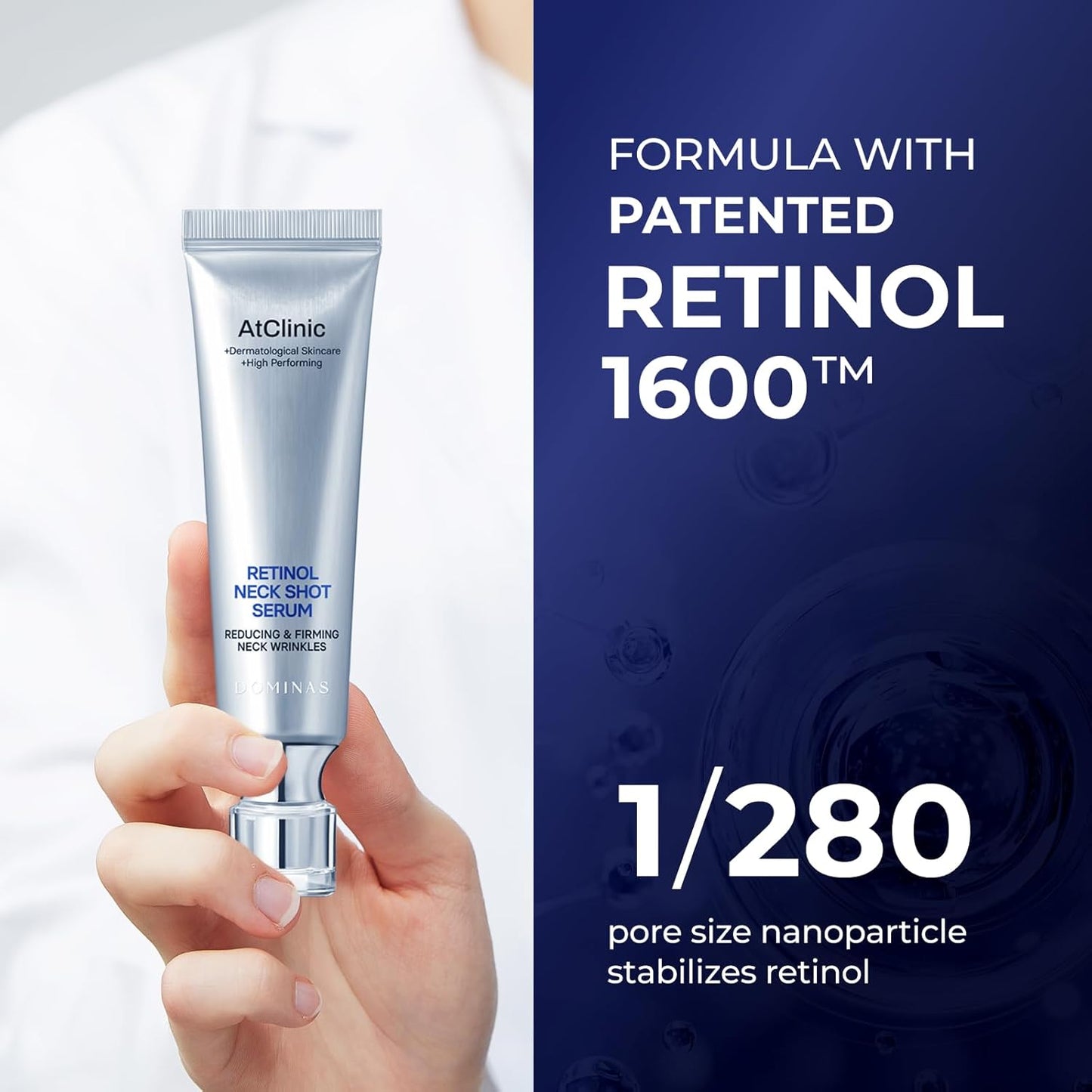 DOMINAS Atclinic Neck Firming Serum with Retinol & 5-Peptides – Reduce Wrinkles & Tech Neck Lines in 2 Weeks | Lightweight, Korean Skincare (1 fl oz)