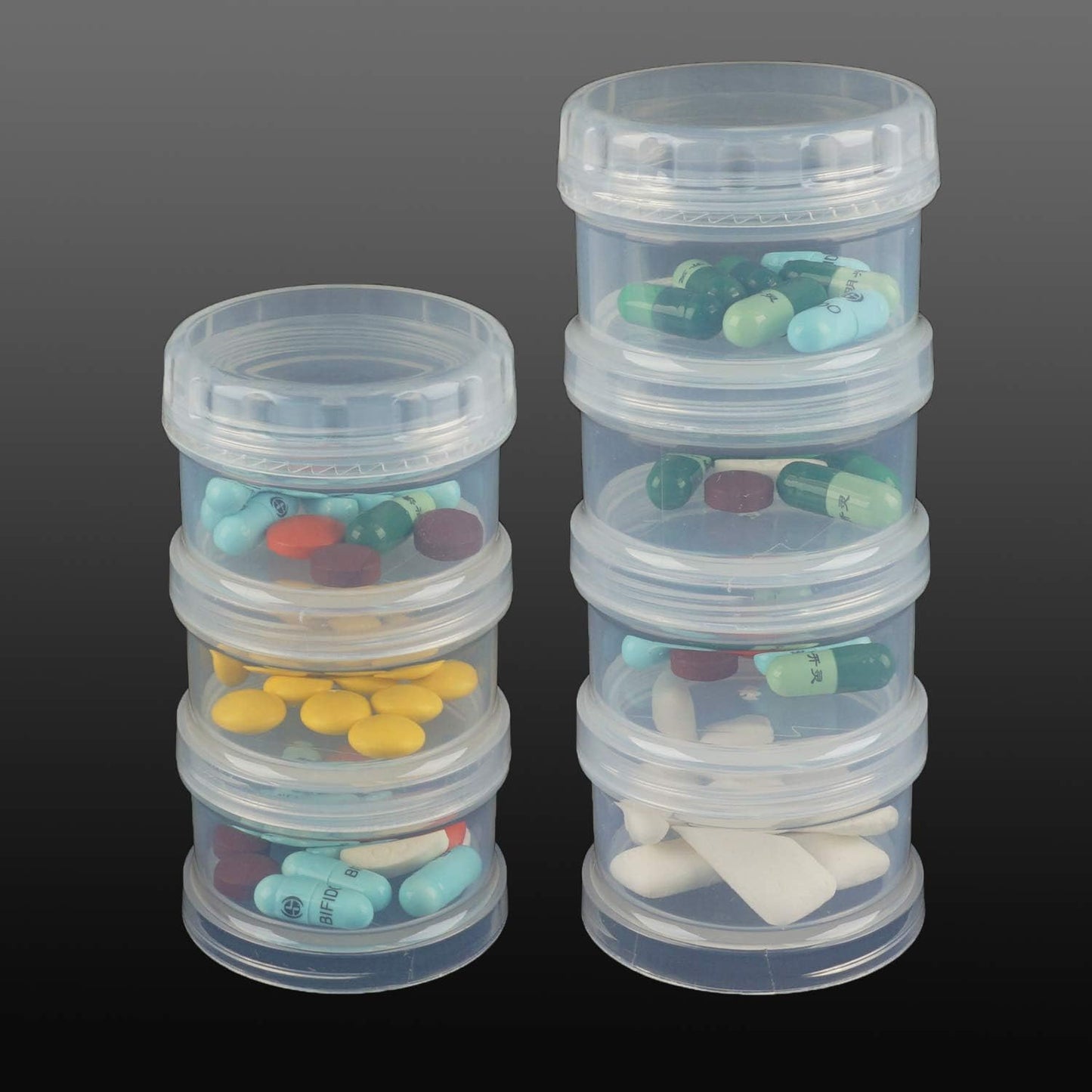 7 Day Pill Organizer Case Stackable Weekly Supplements Vitamins Pills Holder Dispenser Large Clear Transparent with Extra Lid