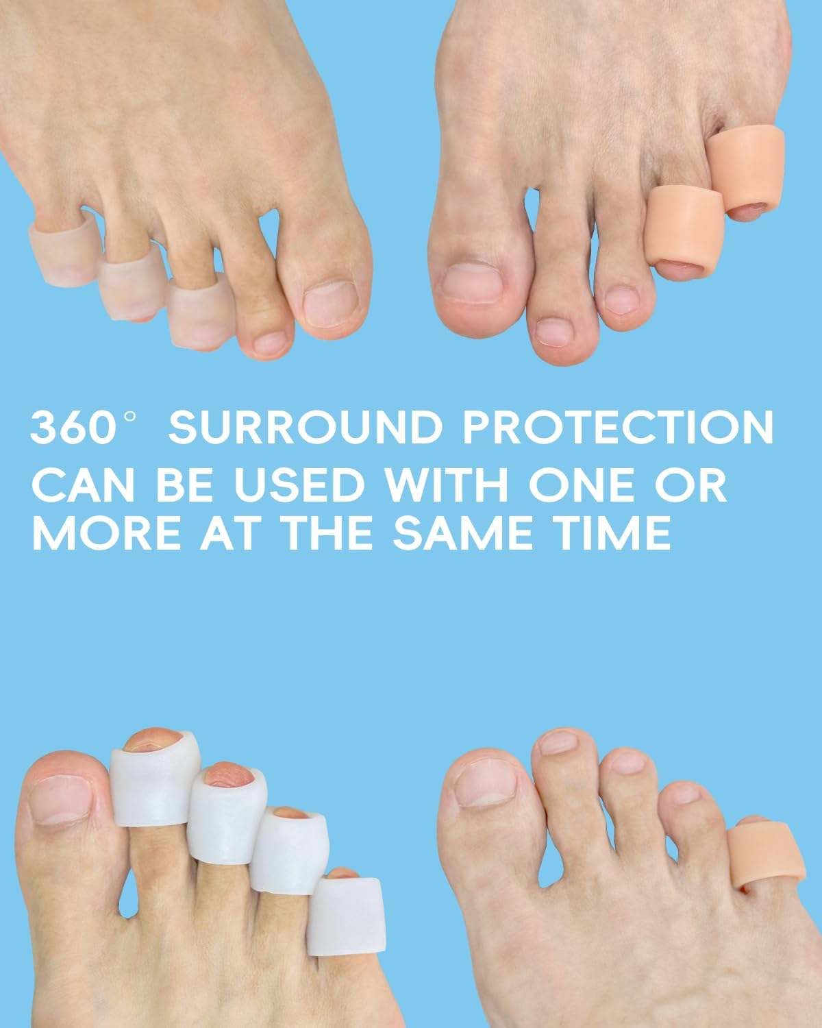 Silicone Toe Sleeves, 24 Count Pinky Toe Protector for Pain Relief, Gel Toe Covers for Blisters, Corn, Bunion, Hammer Toes, Overlapping Toes, Toenails Loss (Clear)