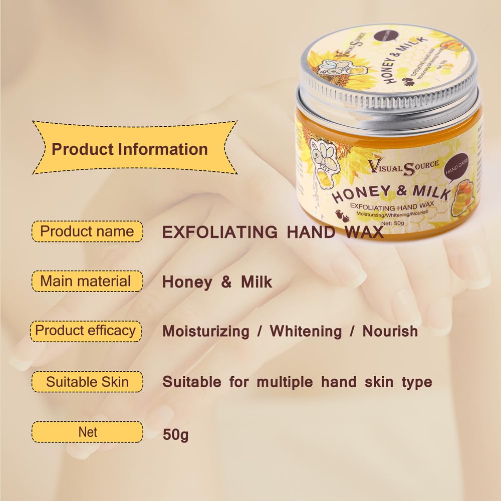 2PCS/Set Honey Milk Hand Wax Mask Moisturizing Paraffin Peel Off Wax Hydrating Nourishing Repair Skin Film Cream Exfoliating Calluses For Cracked,Dry,Aging Hands