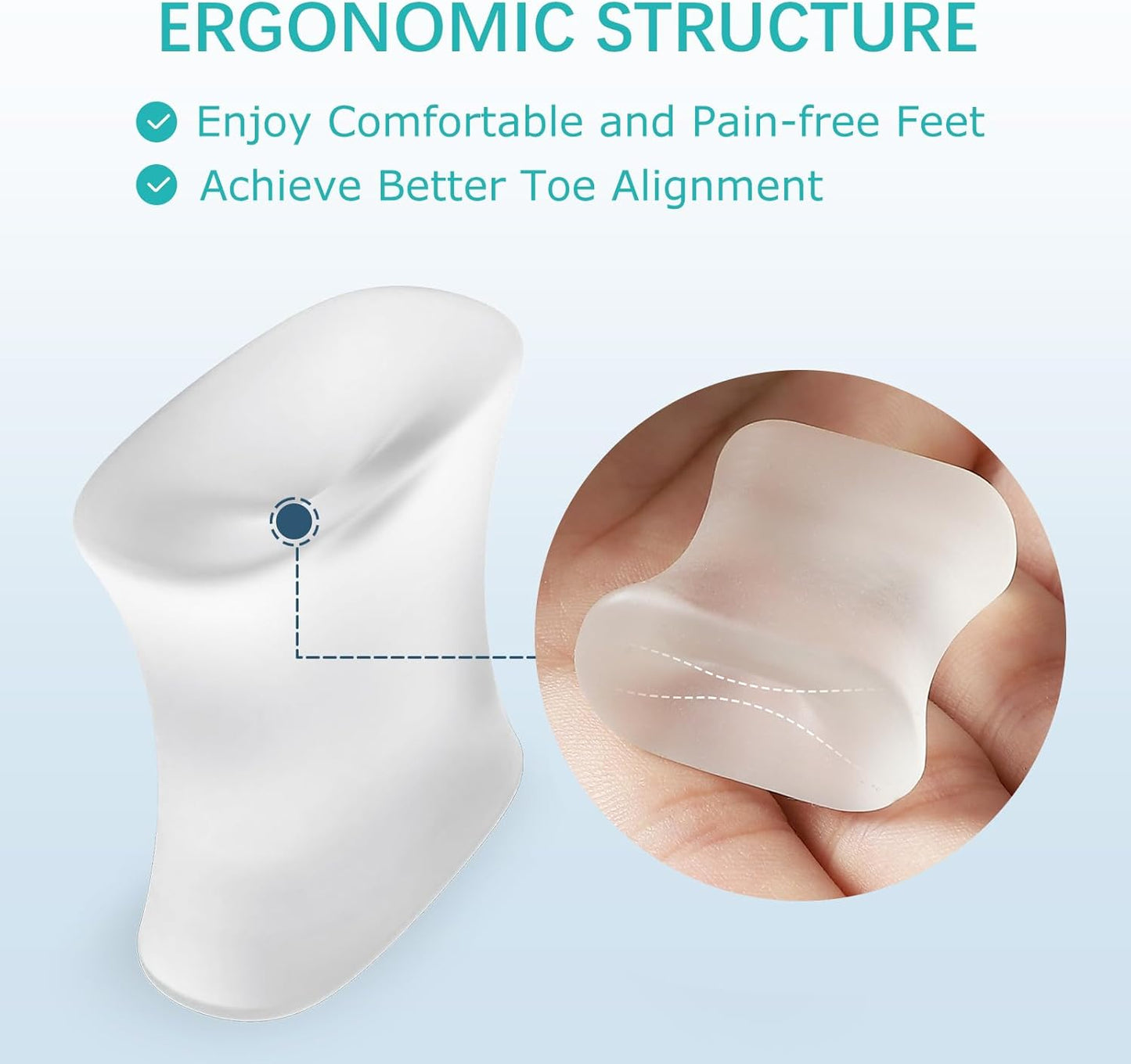 Upgraded Gel Toe Separators - 12 Pack Aloe Vera Extract Infused Silicone Toe Spacers for Straightening Overlapping Toes, Bunions, Calluses – Bunion Corrector for Men and Women(6M+6S)