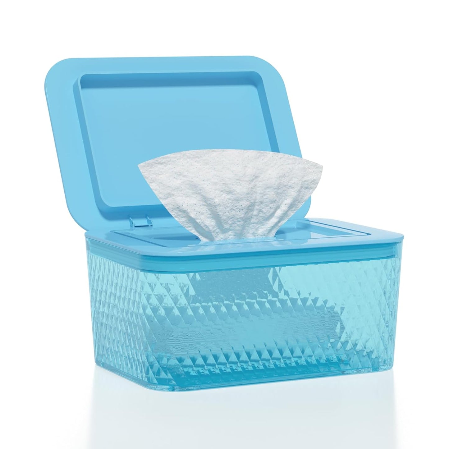 Wipes Dispenser, One-Handed Operation Wipe Holder for Baby & Adult, Seal-Designed Wipes Container for Bathroom Keep Diaper Wipes Fresh (Blue)