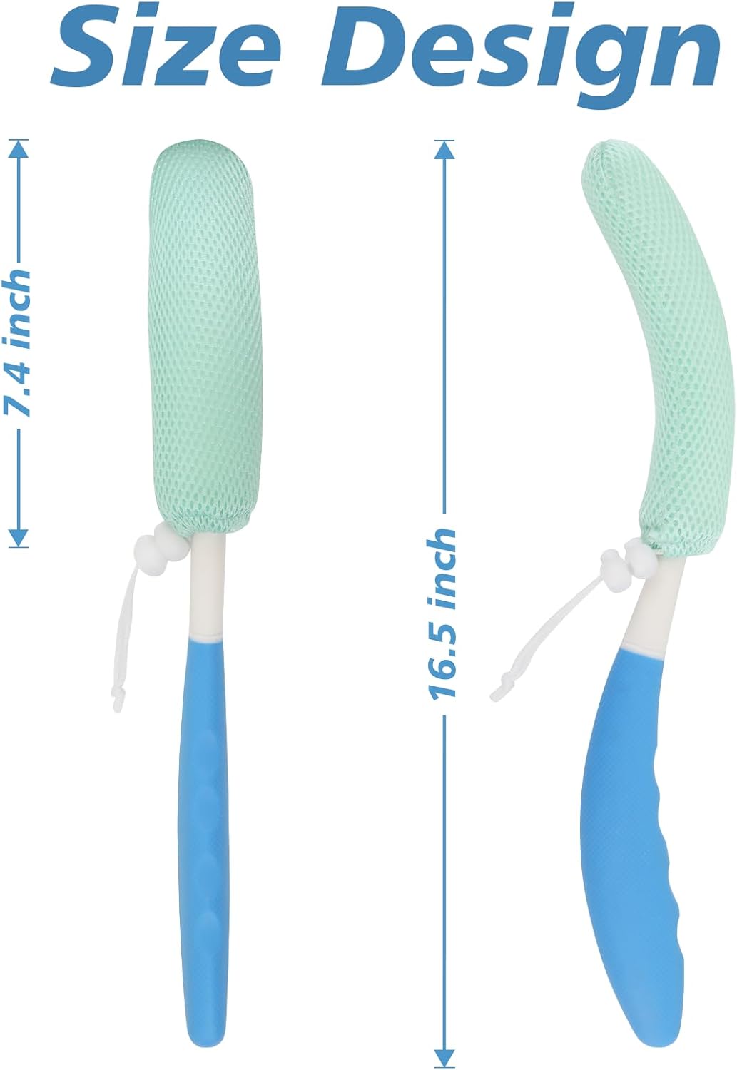 Shower Back Brush with Long Handle, 15.35" Body Brush, Long Handled Sponge Body Exfoliator, Loofah Back Scrubber for Men Women, Aid Bathing