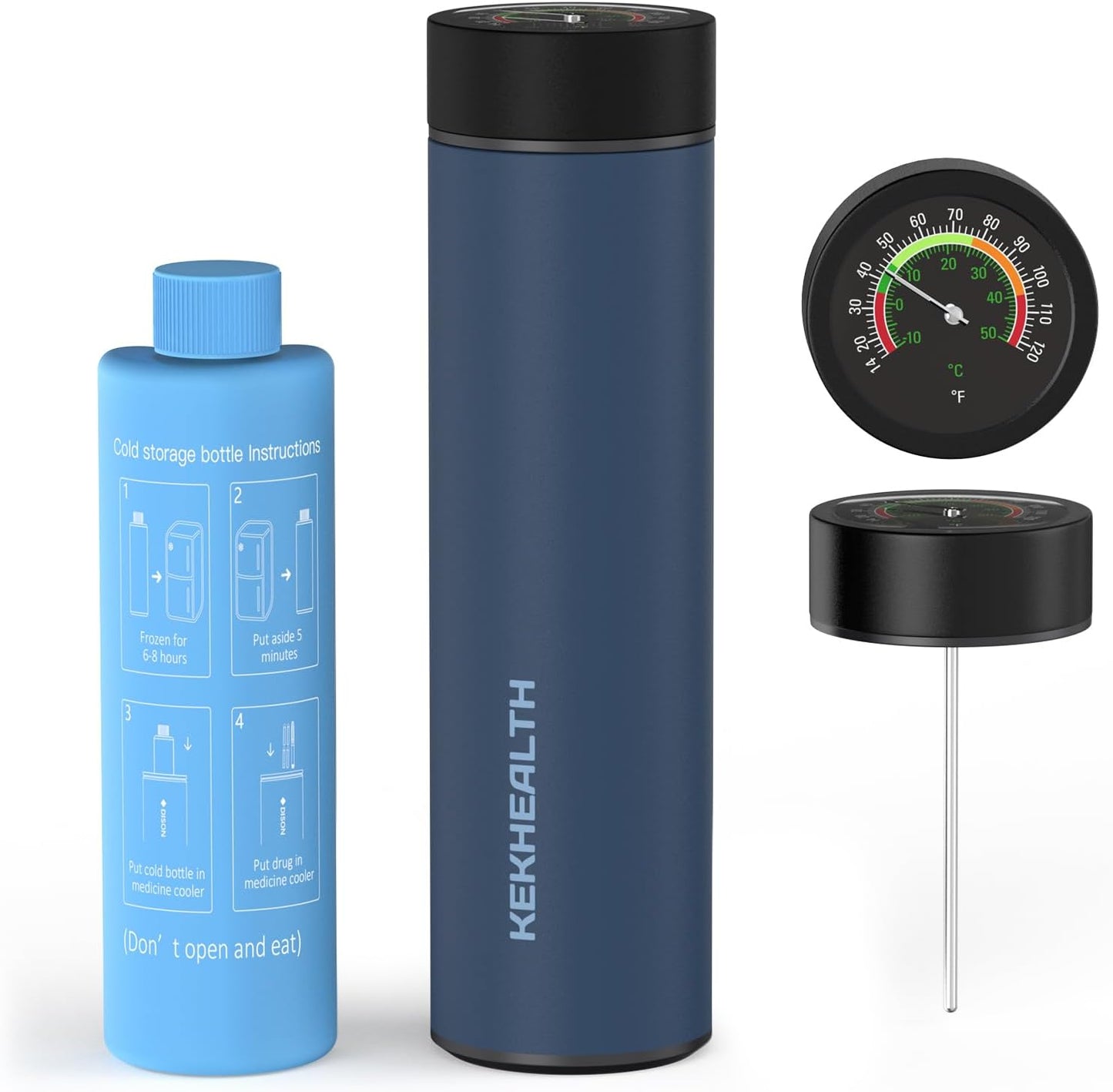 TSA Approved Insulin Cooler Travel Case, 60H Diabetes Medication Cooler with Large Dial Mechanical Thermometer & Biogel Ice Pack, Compact Diabetic Travel Case for Medicine Storage