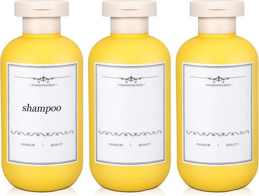 3 PACK Travel Shampoo Bottle, Empty Plastic Squeeze Bottles 6.8oz with Flip Cap, Lotion Container for Toiletries Travel Size Shampoo and Conditioner