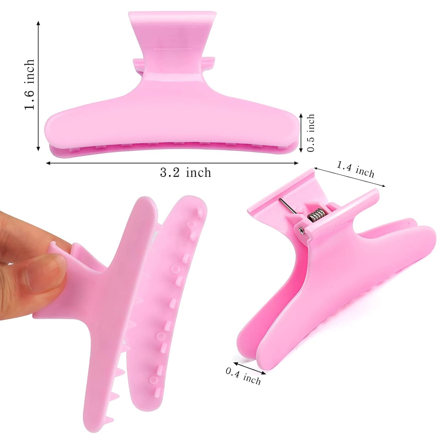 Ondder 12 Pack PInk Butterfly Hair Clamps Clips Hair Claw Clips Pro Salon Clip for Styling, Sectioning, Cutting, Coloring Hair Clips Hairdressing Salon Tool Hair Accessories for Women Girls