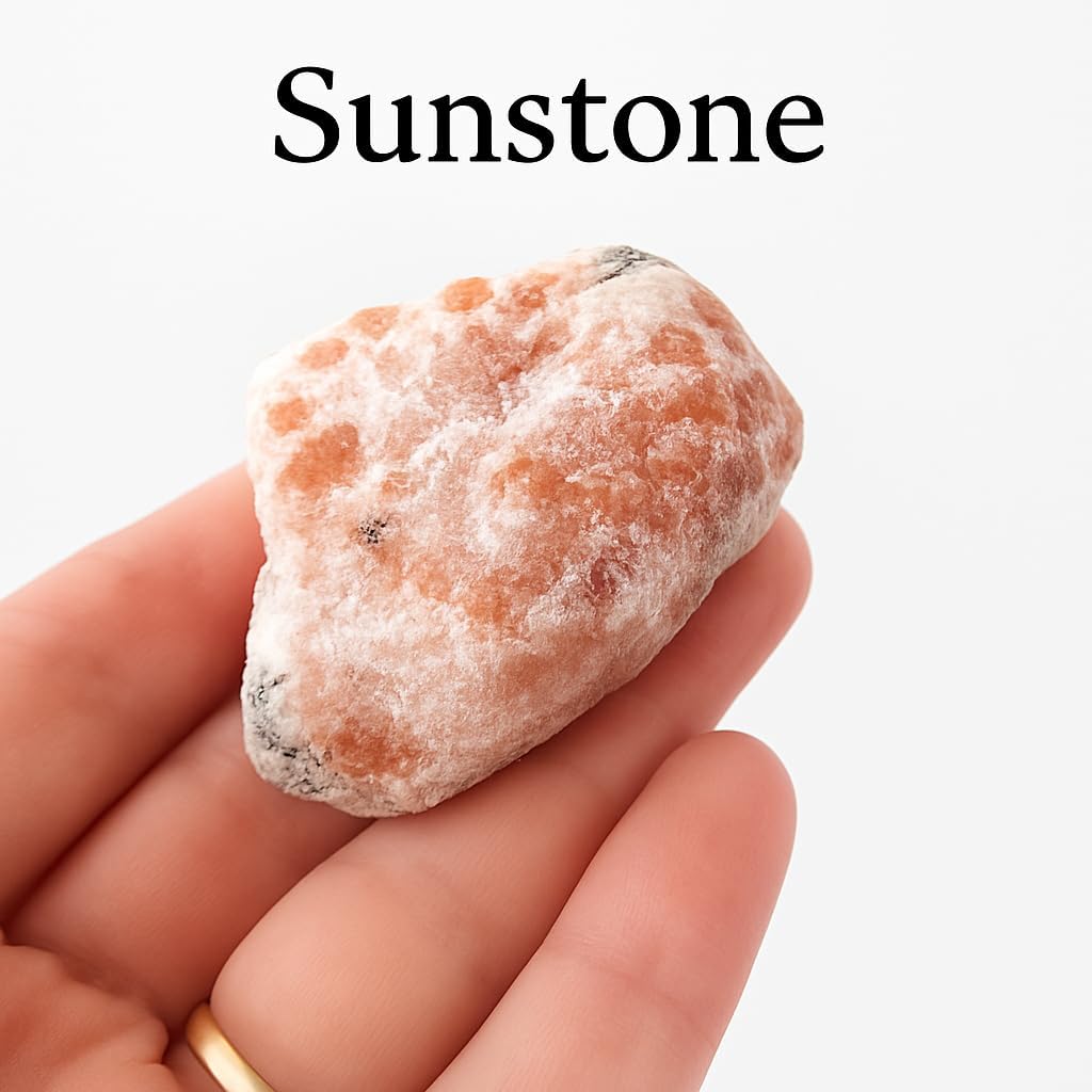 Large 1.25-2.0” Natural Healing Stones for Love, Meditation, Chakra, Reiki, Crystal Grid, Energy Work, Tumbling, Wire Wrapping, and Spiritual Home Decor (Sunstone)