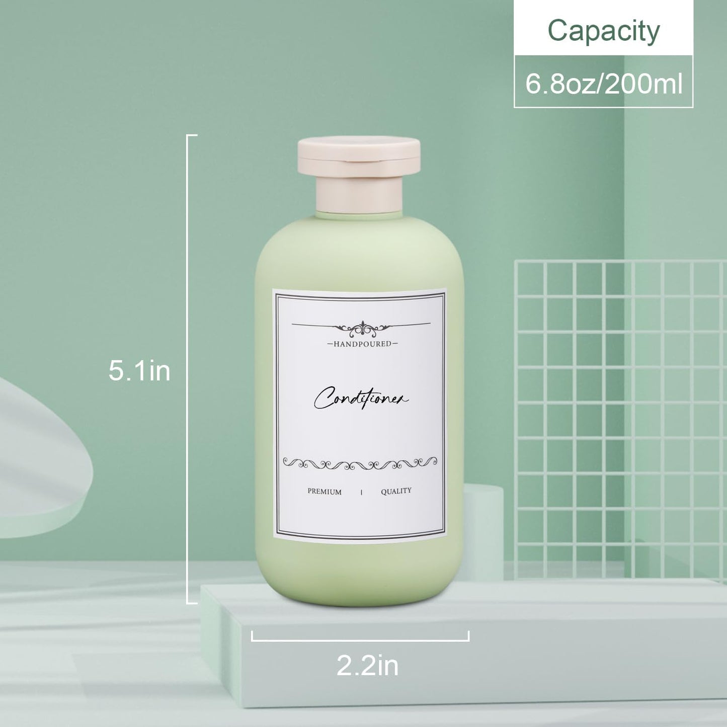 3 PACK Travel Shampoo Bottle, Empty Plastic Squeeze Bottles 6.8oz with Flip Cap, Lotion Container for Toiletries Travel Size Shampoo and Conditioner