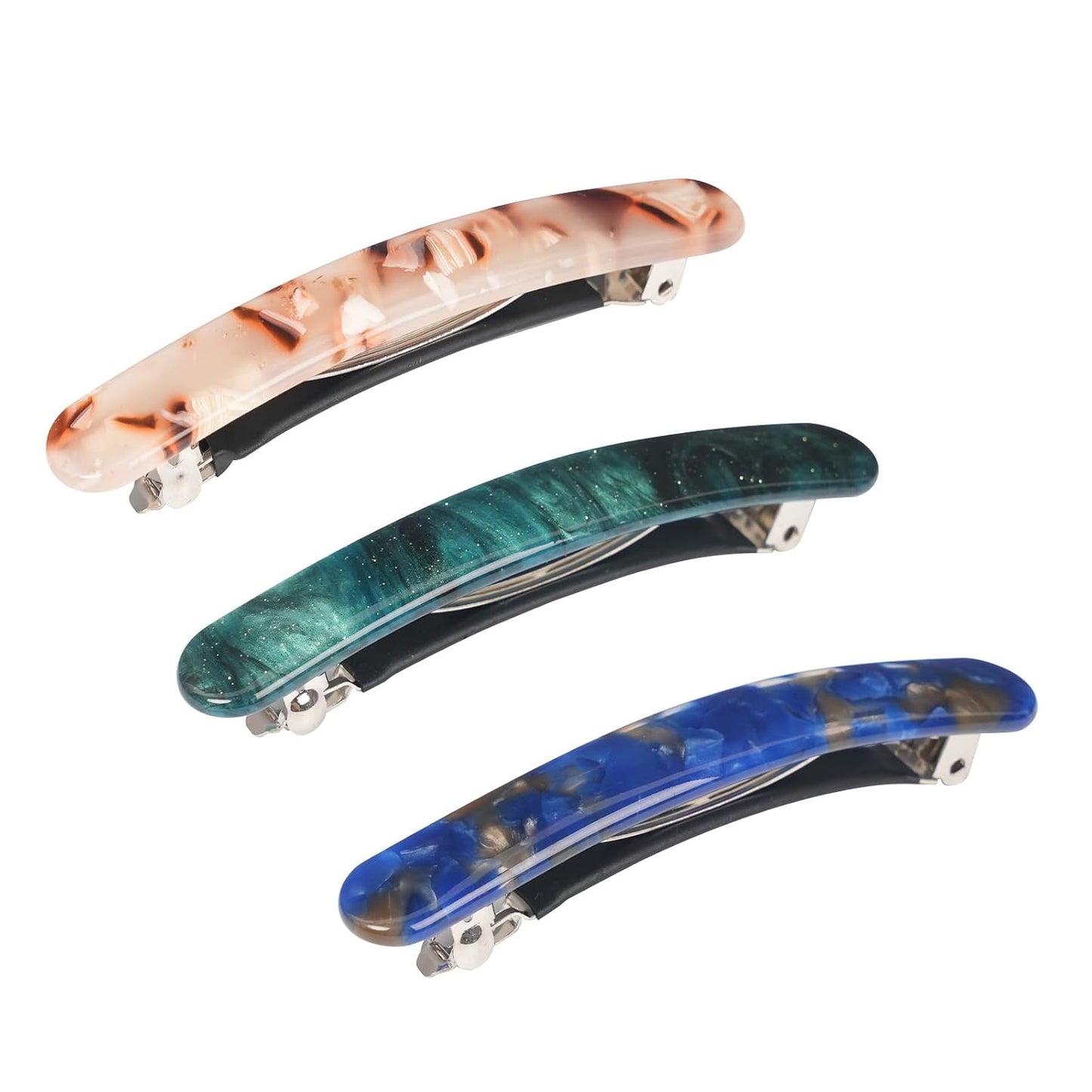 3PCS Hair Barrette for Women, French Hair Barrette Tortoise Shell, Automatic Hair Clips for Thick Medium Volume Hair, Hair Pin Retro Hair Clasp