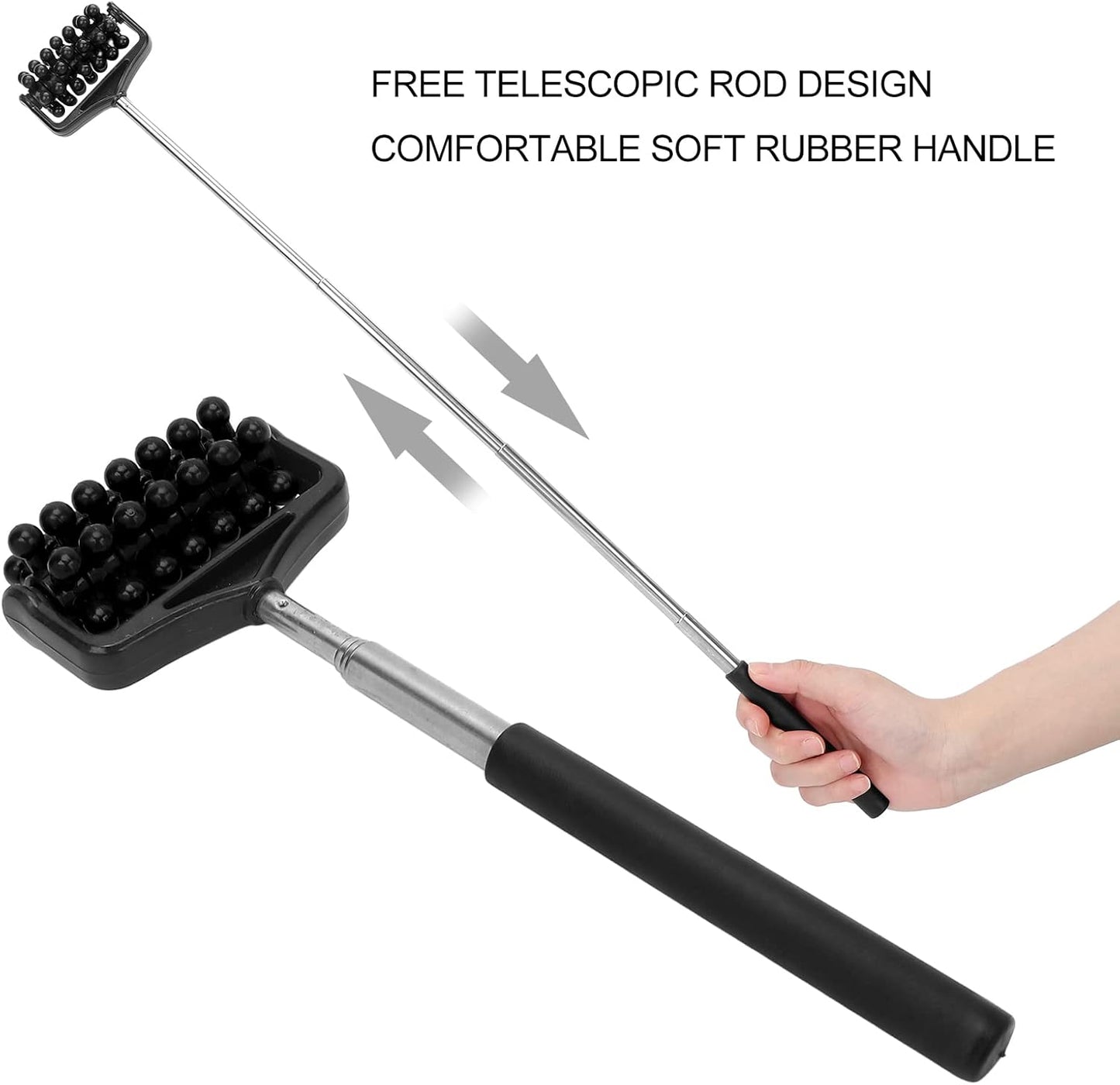 ZJchao Back Scratchers, Telescopic Massagers Back Muscle Roller Adjustable Back Head Arm Scratch Roller Massager for Muscle Relax Portable Extendable Telescoping Backscratchers for Men Women(Black)