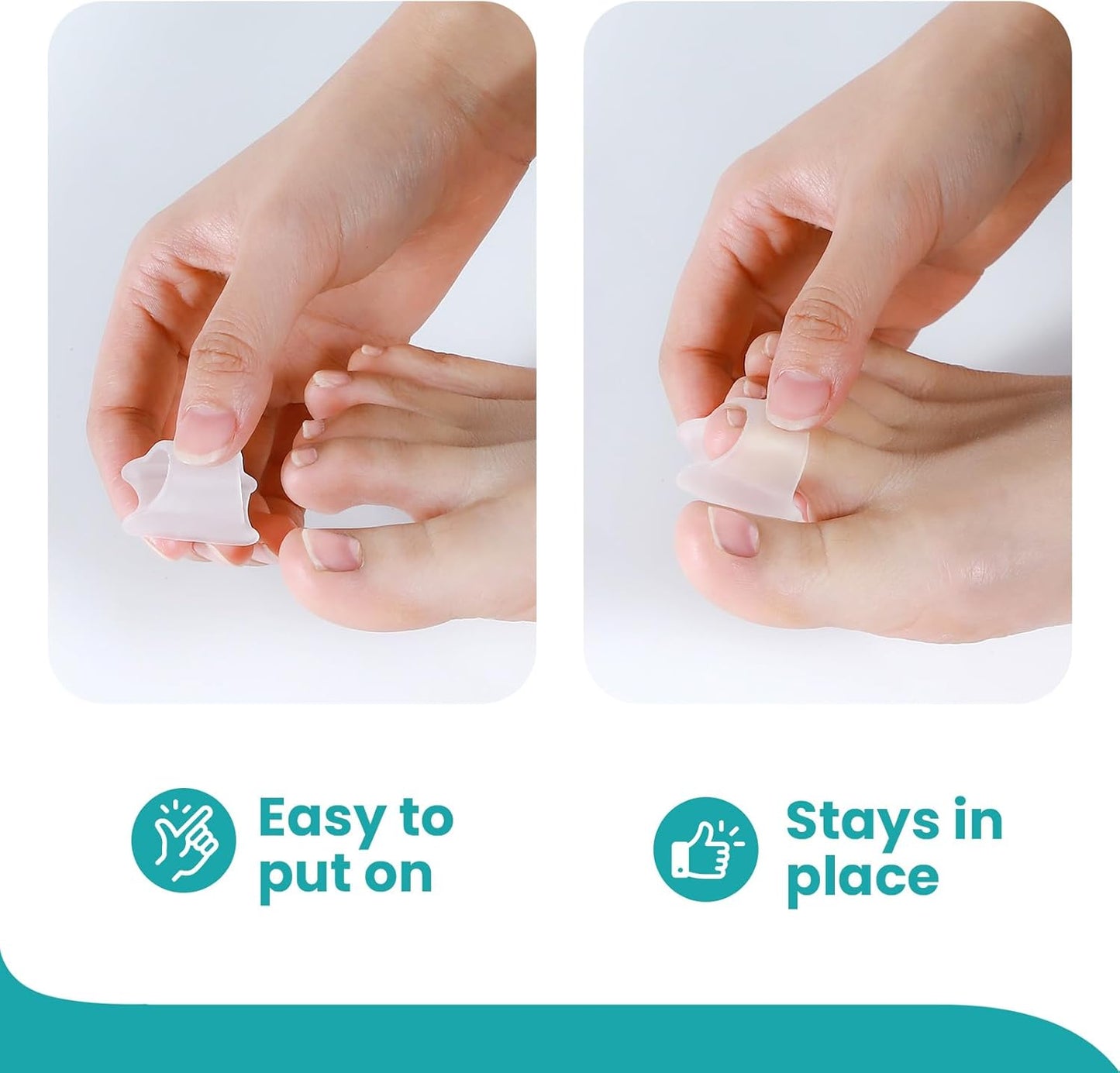 Hammertoe Corrector for Women - Soft Gel Toe Straighteners - Realign Bent, Curled, Crooked, Claw, Bunion, Hammer Toes - Toe Corrector for Men（6 Count, 3 Different Sizes, Clear）