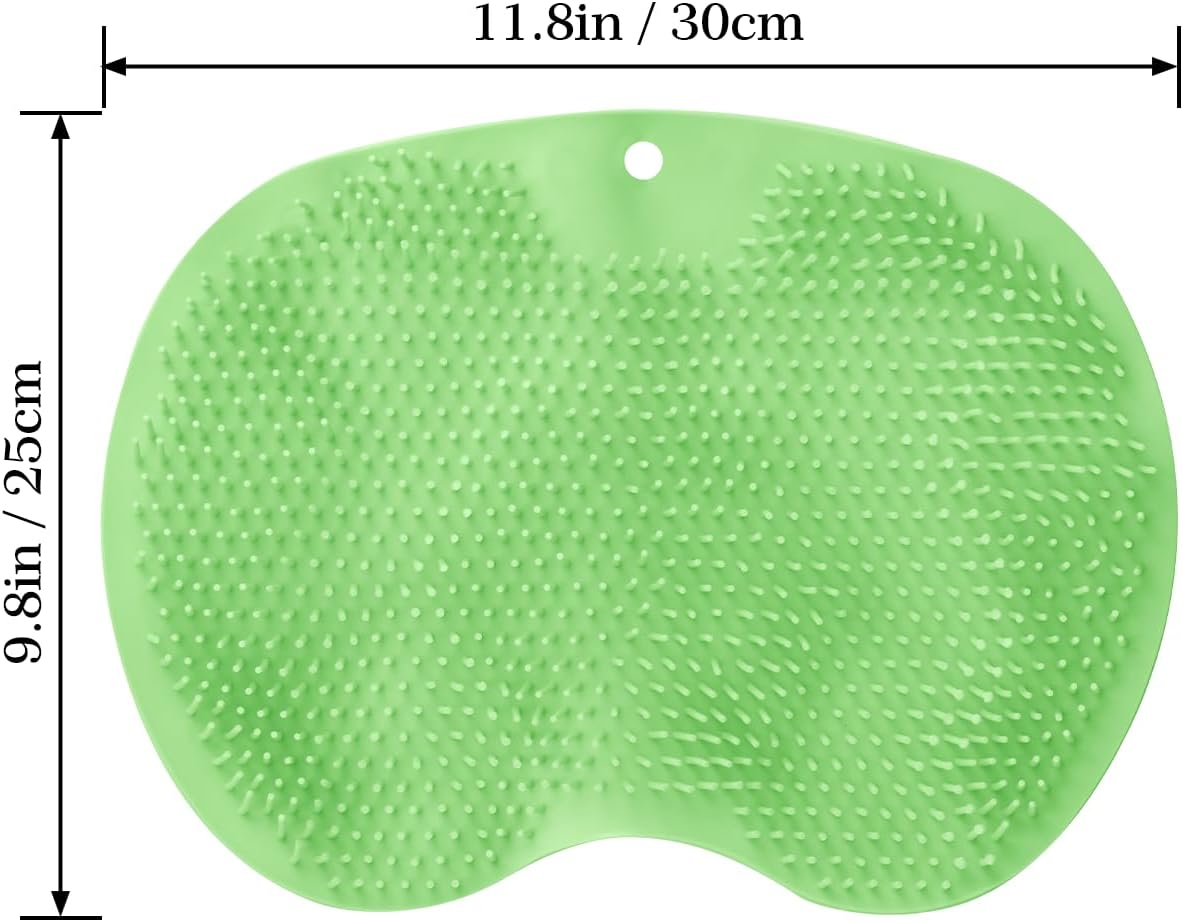2-in-1 Shower Foot Scrubber Mat, Heavy Duty Bath Brush with Suction Cups, Back Scrubber and Mat Wall Mounted, Exfoliating Foot Scrubber for Men and Women(Green)