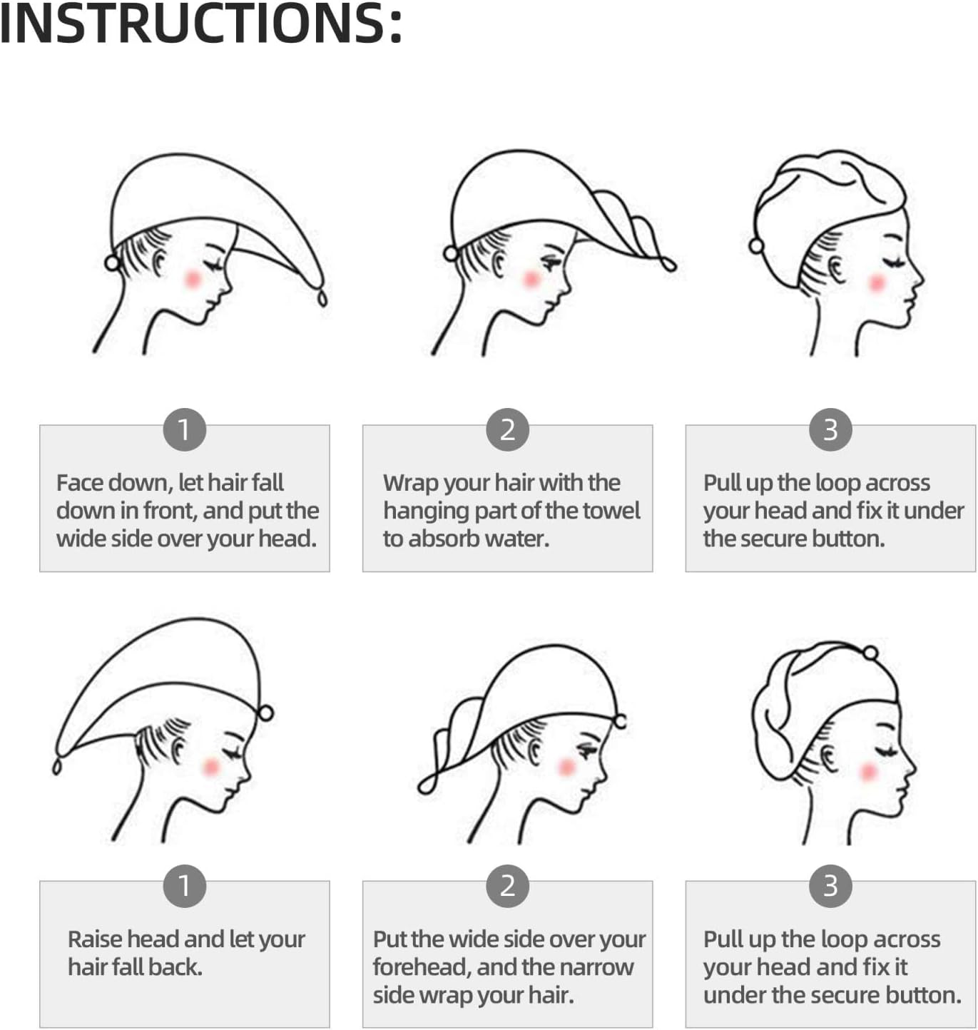 Mushrooms Hair Towel Wrap Microfiber Fast Drying Hair Turban with Buttons for Women Drying Curly, Long & Thick Hair