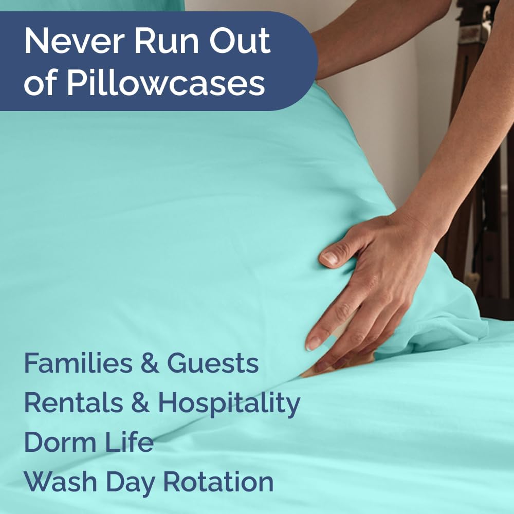 Standard Pillow Cases Set of 6 - Ultra Soft Hotel Quality Pillowcase Covers - Comfy, Cozy & Wrinkle Free - Shrink, Stain & Fade Resistant - Machine Washable Pillow Protectors - 6 Piece Set - Spa Blue