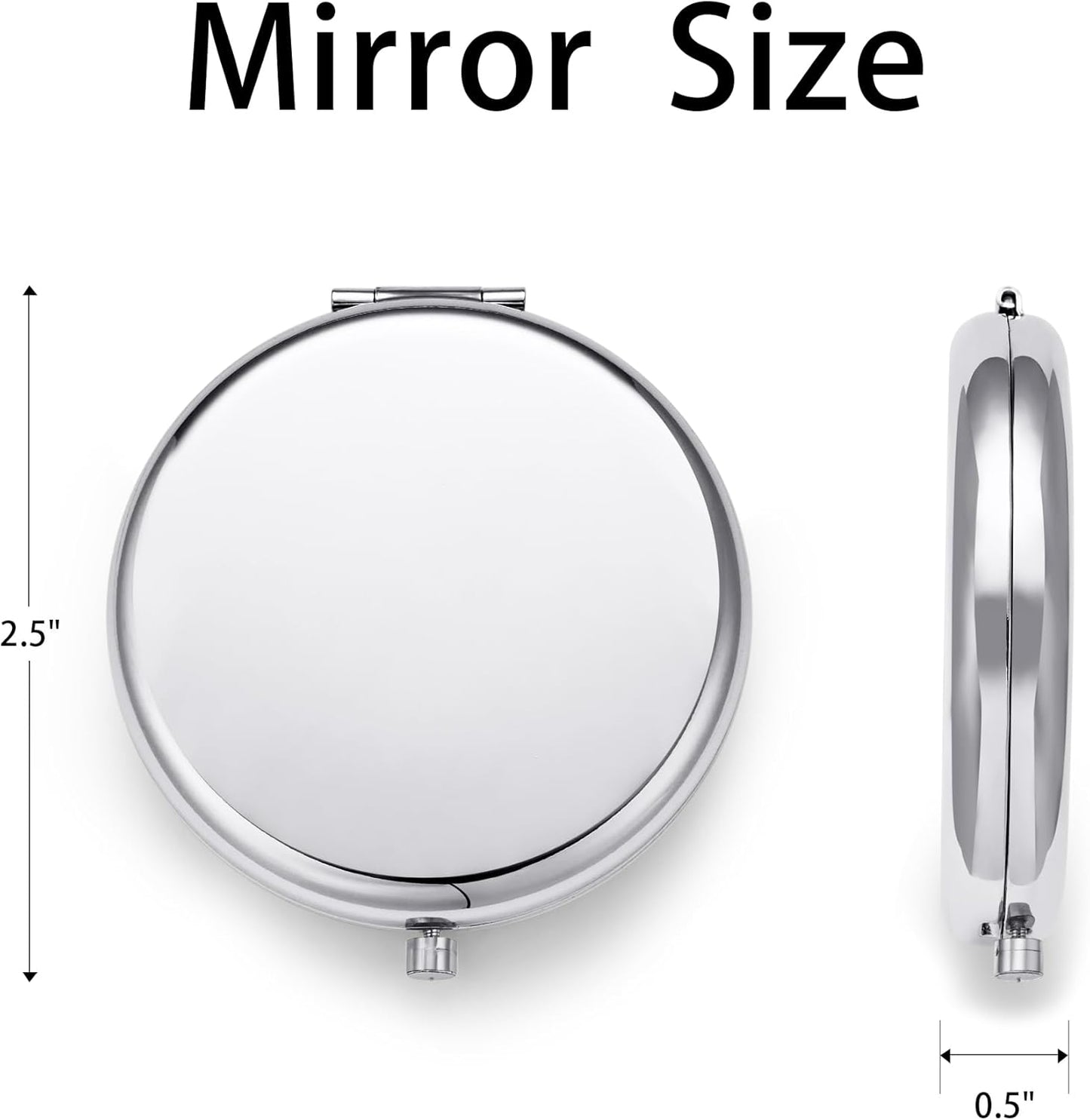 Compact Mirror, Pocket Travel Makeup Mirror for Purse, Metal Round Shell, 2-Sided 1X/2X Magnifying, Portable, Folding, Handheld, Silver, 12 Pack
