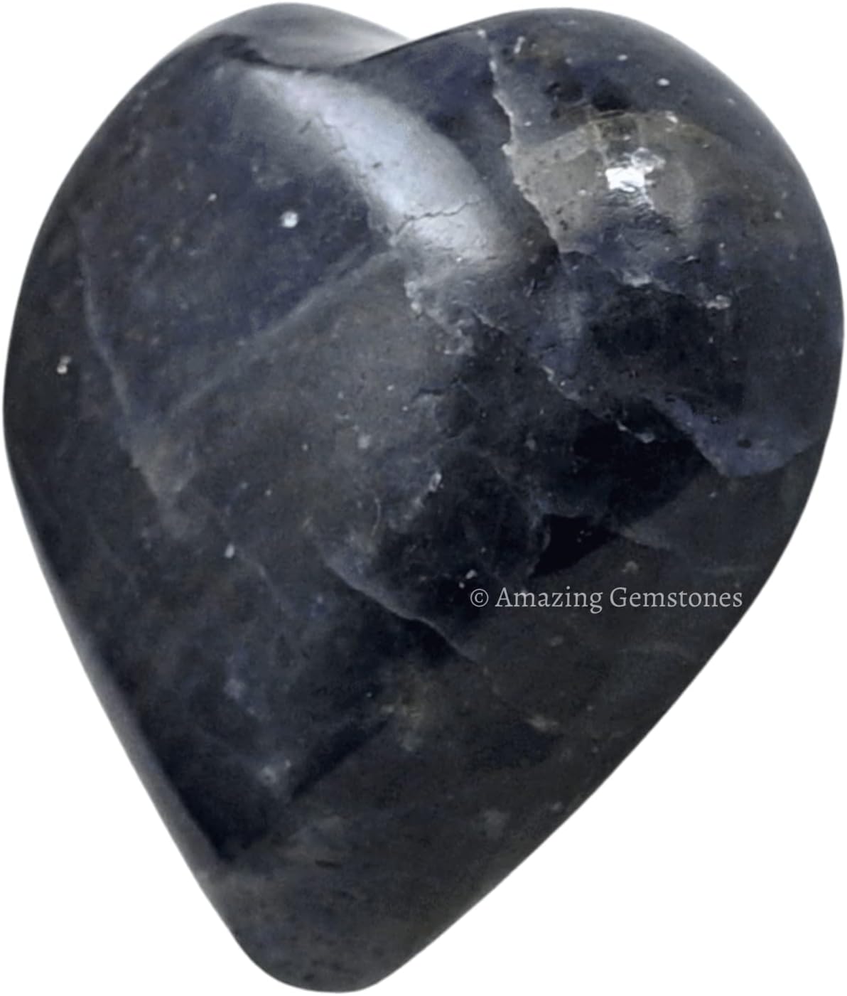 Amazing Gemstone Iolite Crystal Heart Palm Stone - Pocket Massage Worry Stone for Natural Body Chakra Balancing, Reiki Healing and Crystal Grid