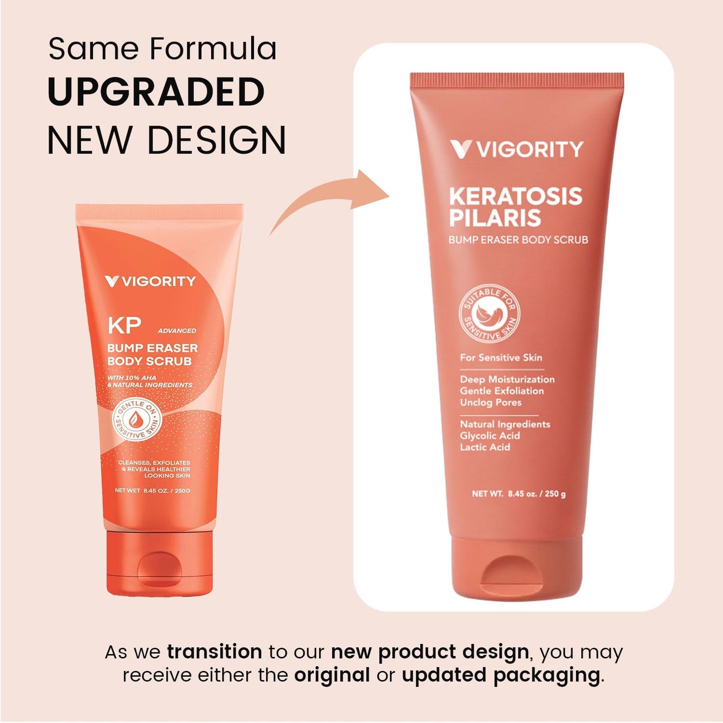 Vigority KP Bump Eraser Body Scrub: Keratosis Pilaris Treatment for Strawberry Legs - Exfoliates & Deeply Hydrates for Smoother Healthy-Looking Skin