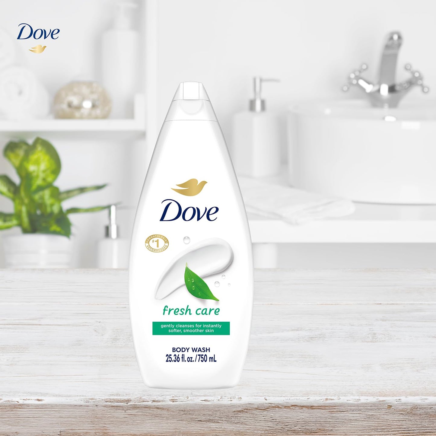 Dove Body Wash, Fresh Care, Value-Size 4-Pack – Soothing Moisturizing Cleanser for Soft Skin, 25.36 Oz Ea