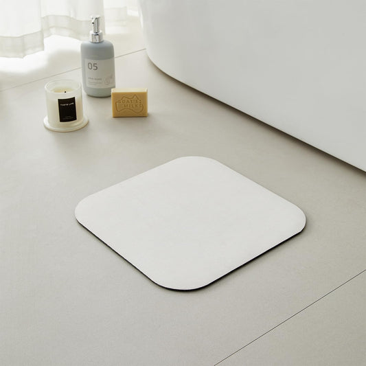 Small Bathroom Mat Quick Dry, Bathroom Rugs Non Slip Washable Thin Absorbent Bath Mat Fits Under Door Bathroom Floor Mat Perfect for Bath, Shower, or Sink 12"x12"/1'x1‘ White