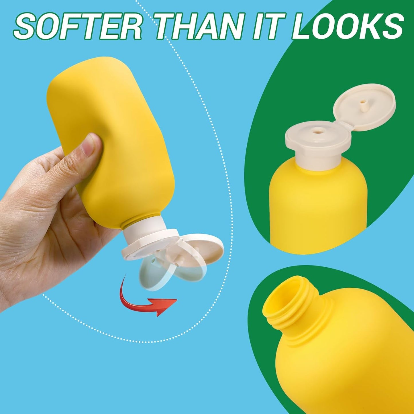 ASEVAT 6.7oz Airtight Plastic Travel Shampoo Bottles, Travel Shampoo and Conditioner Bottles Refillable, Empty Squeeze Bottle, Hand Soap Dispenser for Vacation, Gym, Lotion(OrangeYellowGreen)