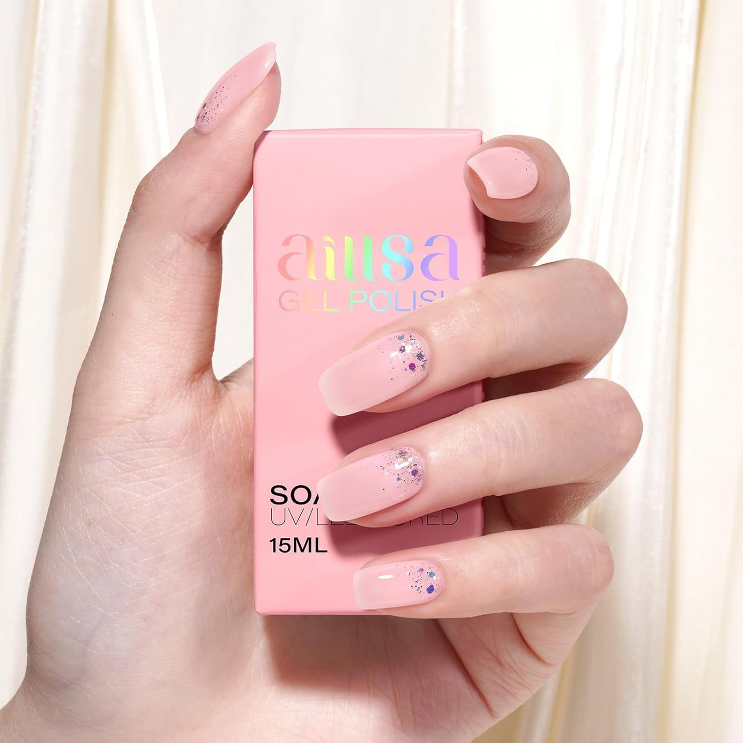 AILLSA Milky Pink Gel Nail Polish French ballet Jelly Gel Polish Neutral Sheer Translucent Nude Gel Polish Long Lasting Rubber Pink Color Soak Off U V Gel for French Manicure Nail Art at Home 0.51 Oz