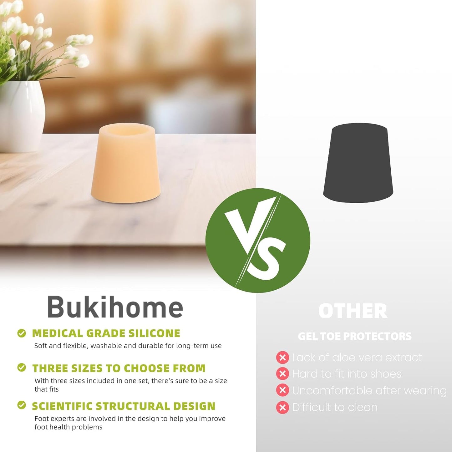 Bukihome Silicone Toe Protectors – 14 Pack Silicone Toe Sleeve for Hammer Toes, Corns, Calluses, Blisters – Soft Gel Protector Toe Cushions for Pain Relief (Beige, Pinky)