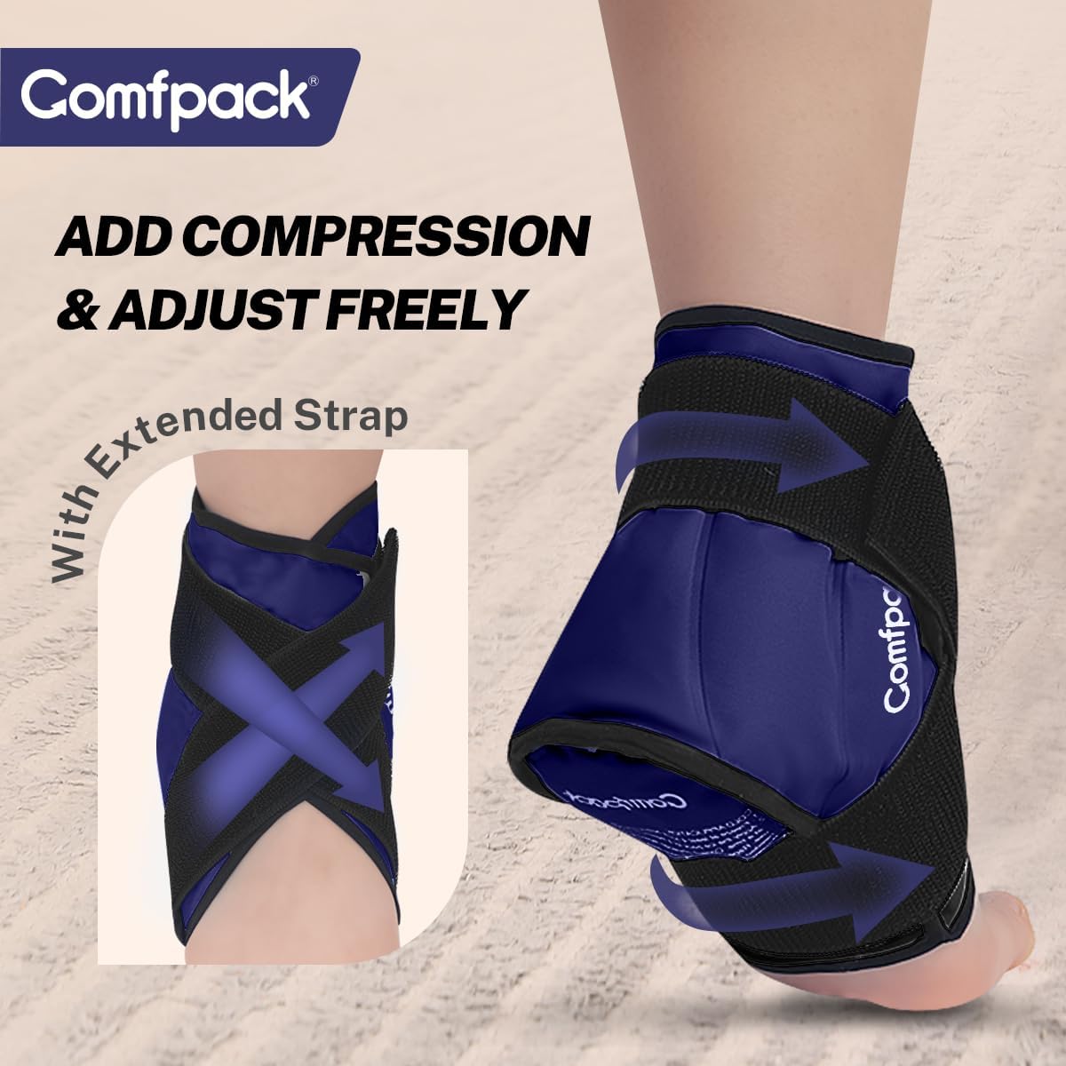 Ankle Ice Pack Wrap for Swelling, Heel Ice Pack for Pain Relief, Hot Cold Therapy Cold Pack for Plantar Fasciitis, Achilles Tendonitis, Ankle Sprain, Foot Pain, Navy