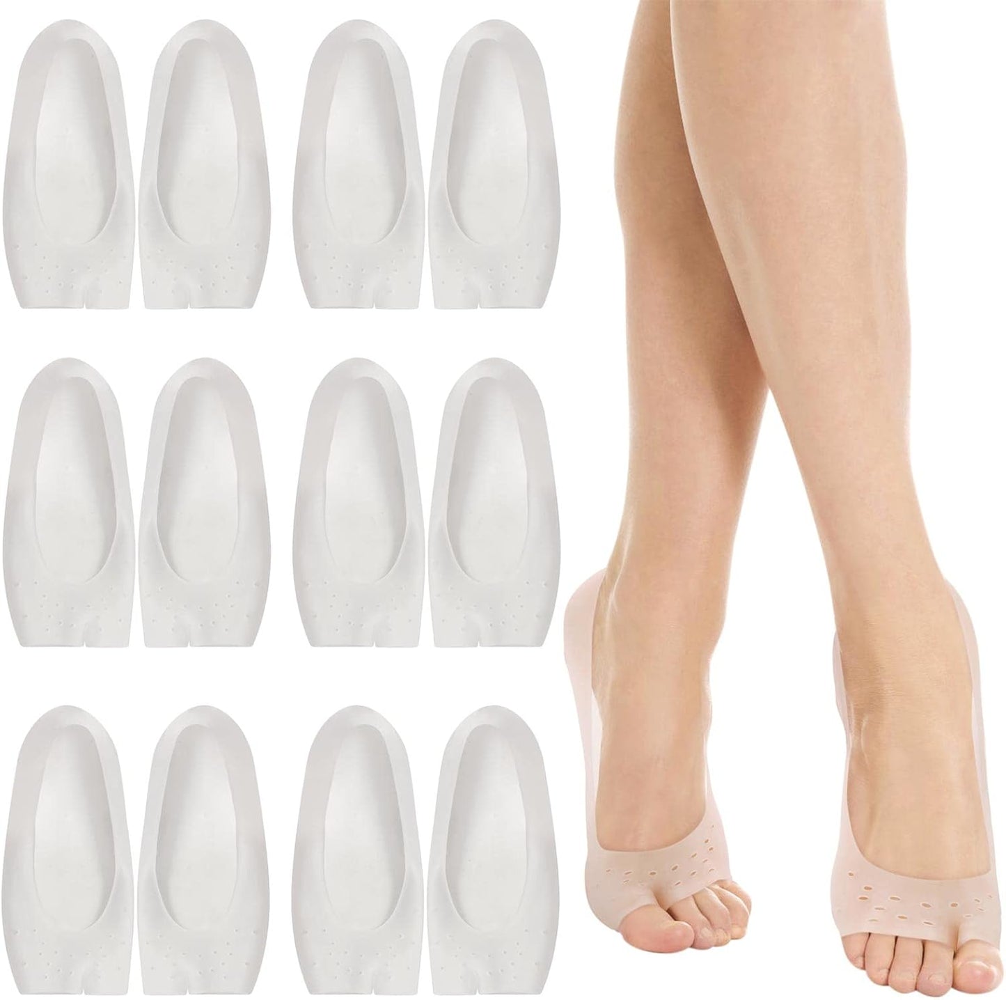 Tbestmax 12 Pcs Silicone Gel Socks for Dry Cracked Feet Heels Women - Day & Night Socks - W4-10 | M5-8