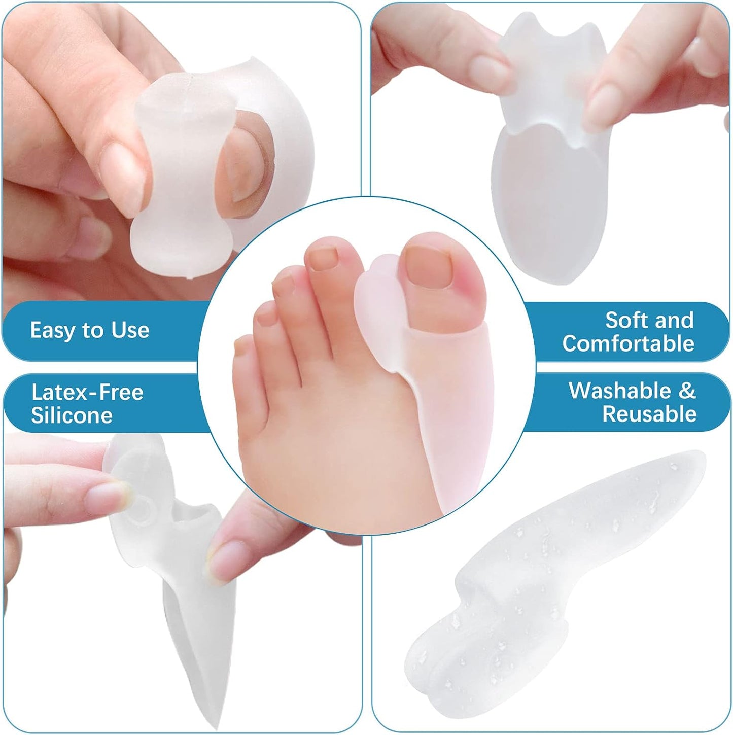 Pack of 12 Bunion Cushions and Protectors, (1/2'' Thick) Bunion Pad with Gel Shield, Bunion Corrector with Separator for Big Toe, Bunion Shield for Pain Relief from Bunion Pain, Pressure
